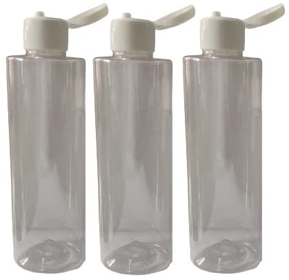 M.C. PIPWALA 100ml Clear Round Plastic Bottles with White Flip Top Cap - Leak Proof Squeeze Travel Containers for Cosmetics, Liquids & Toiletries (Pack of 3) | Perfect for Travel, DIY Beauty & Home Organization