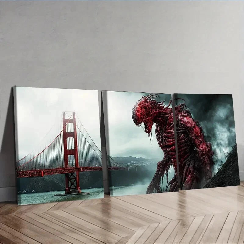 3-Piece Dissecting Alien Life Wall Art Set - Framed Canvas 50x70cm | High Quality Print | 100% Australian Made | Ready to Hang | Perfect for Sci-Fi Home Decor & Office Spaces