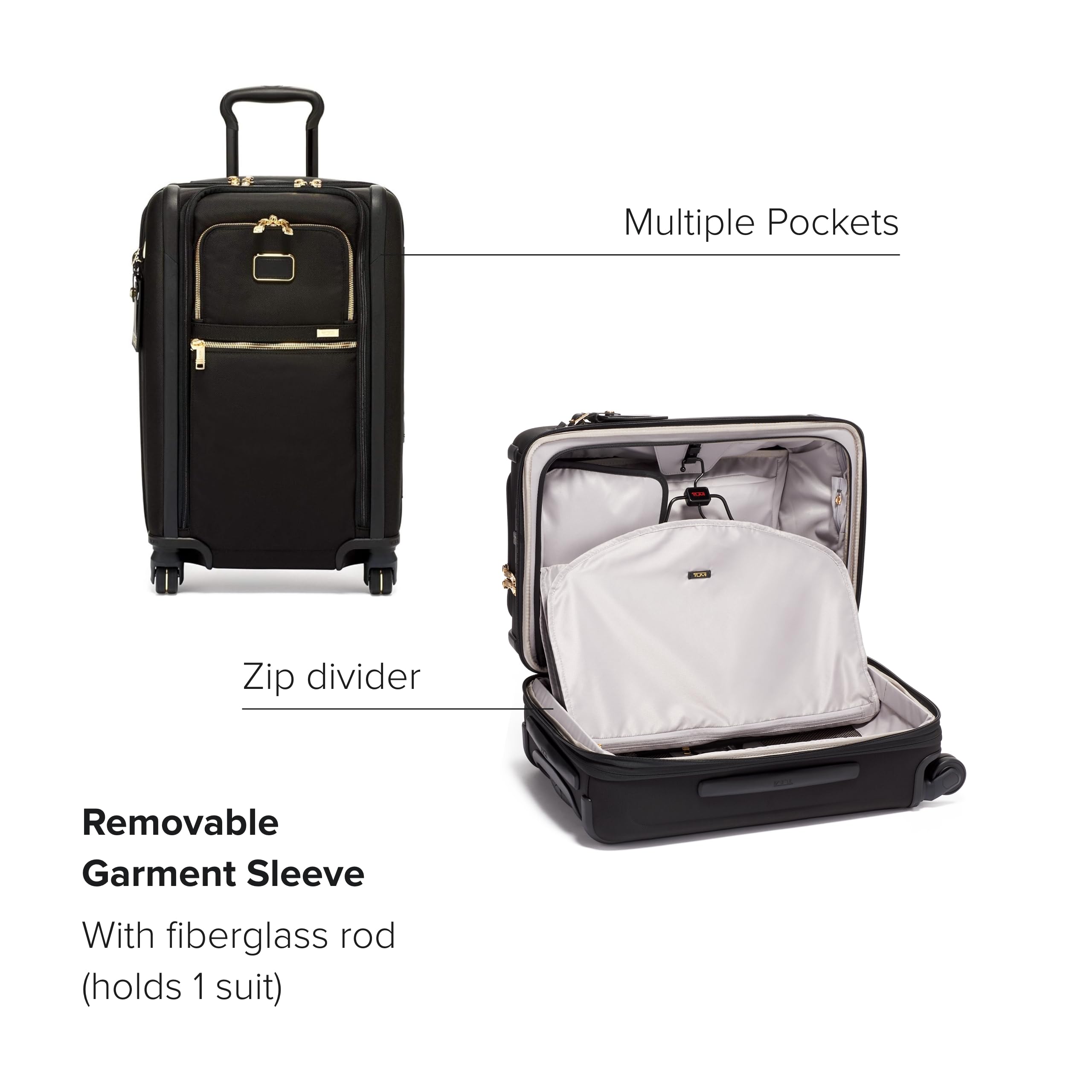 TUMI International Dual Access 4-Wheel Carry-On Luggage - Durable Compact Suitcase with Removable Garment Bag & USB Charging Port - Perfect for Business Travel & Weekend Getaways