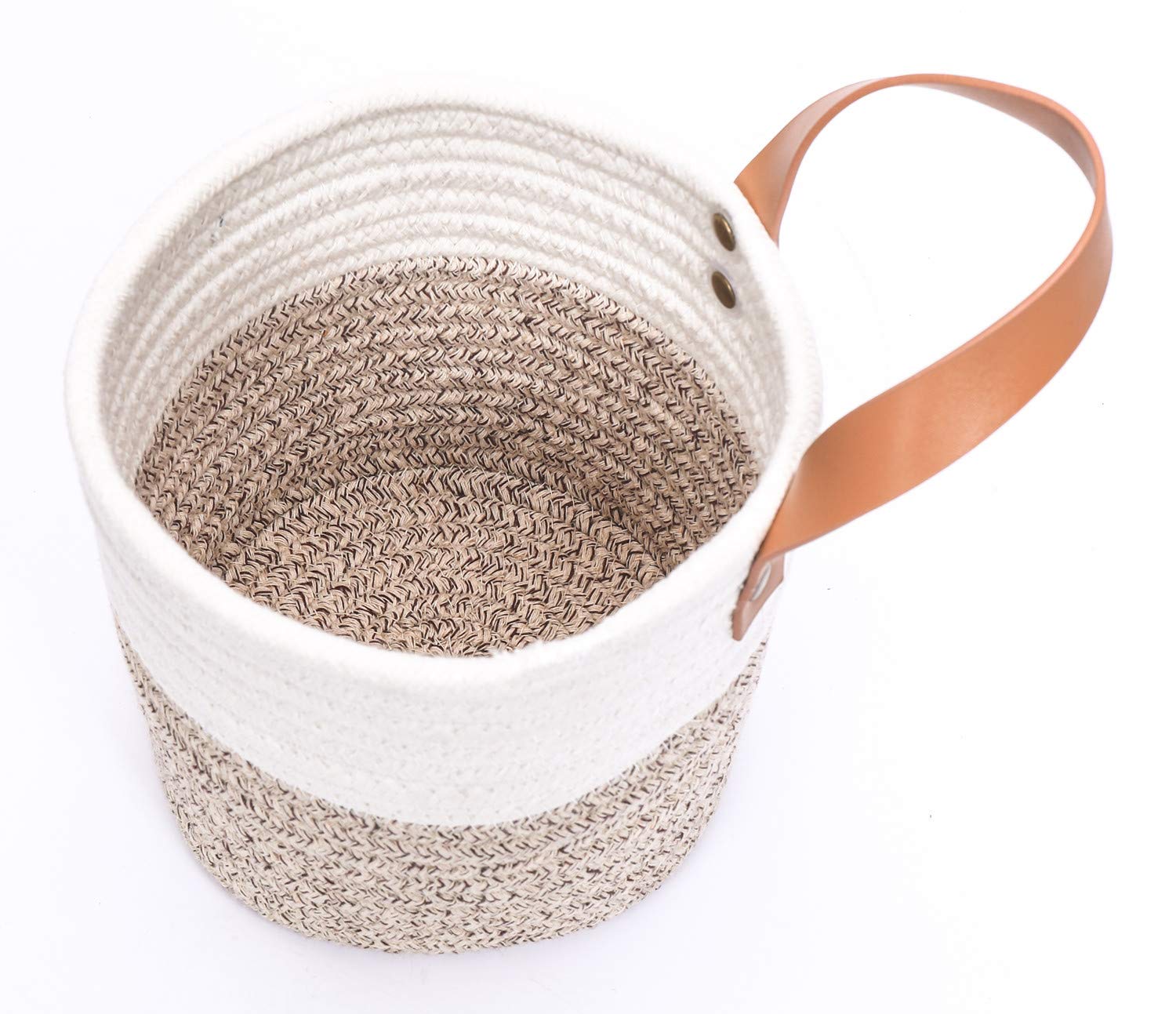 2-Pack Small Hanging Baskets - Cotton Rope Wall Storage Baskets with Handles, 6