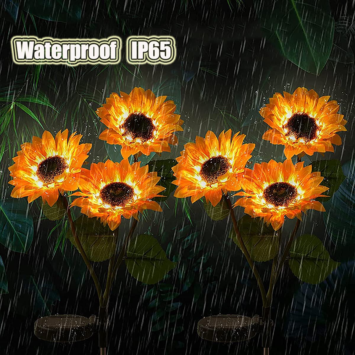 2 Pack Solar Garden Stake Lights - 30LED Waterproof Outdoor Sunflower Solar Lights for Landscape, Path, Courtyard, Terrace & Backyard | Decorative DIY Flower Tree Lighting for Christmas & Year-Round Garden Decor