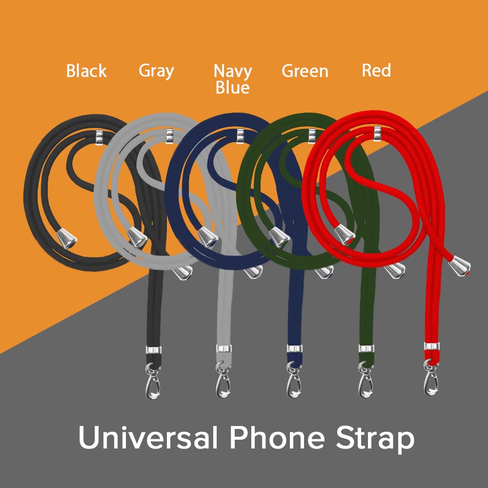 Universal Phone Lanyard Set - 5 Adjustable Nylon Neck Straps with Card Holders for Smartphones - Work & Travel Use