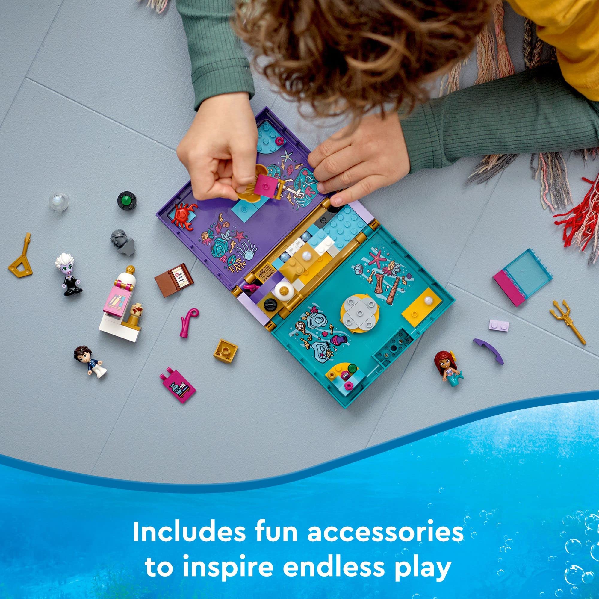 LEGO Disney The Little Mermaid Story Book 43213 Building Set - Ariel, Prince Eric & Ursula Micro-Dolls | Disney Princess Toy for Kids Ages 5+ | Perfect Birthday Gift, Creative Play & Disney Collection Display