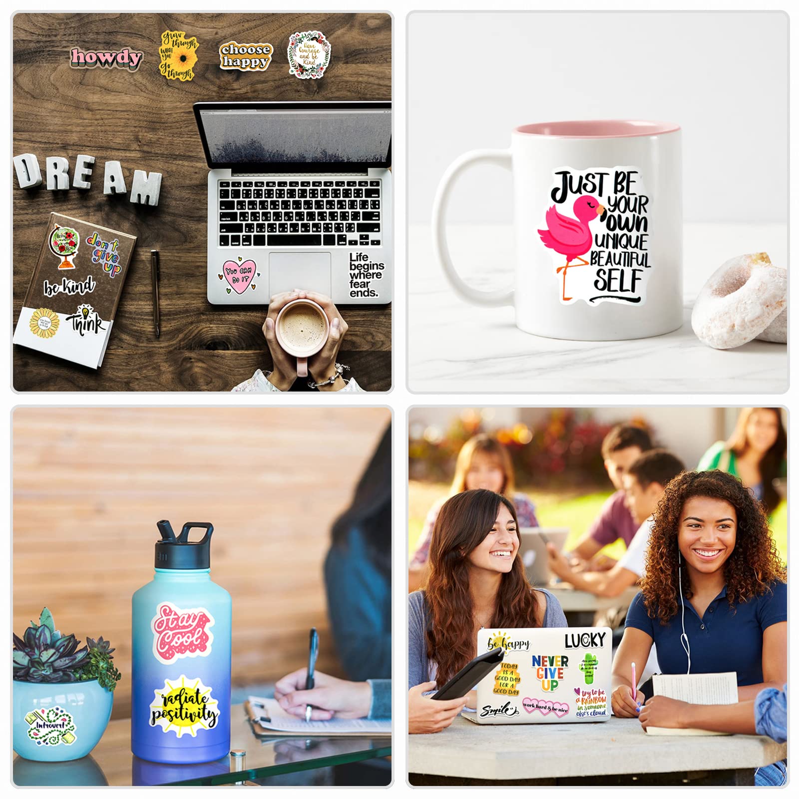 200Pcs Motivational Stickers - Inspirational Quote Stickers for Adults, Students, Teachers & Employees - Waterproof Vinyl Stickers for Water Bottles, Laptops, Scrapbooks & Journals - Perfect for Office, School, Planner & DIY Projects