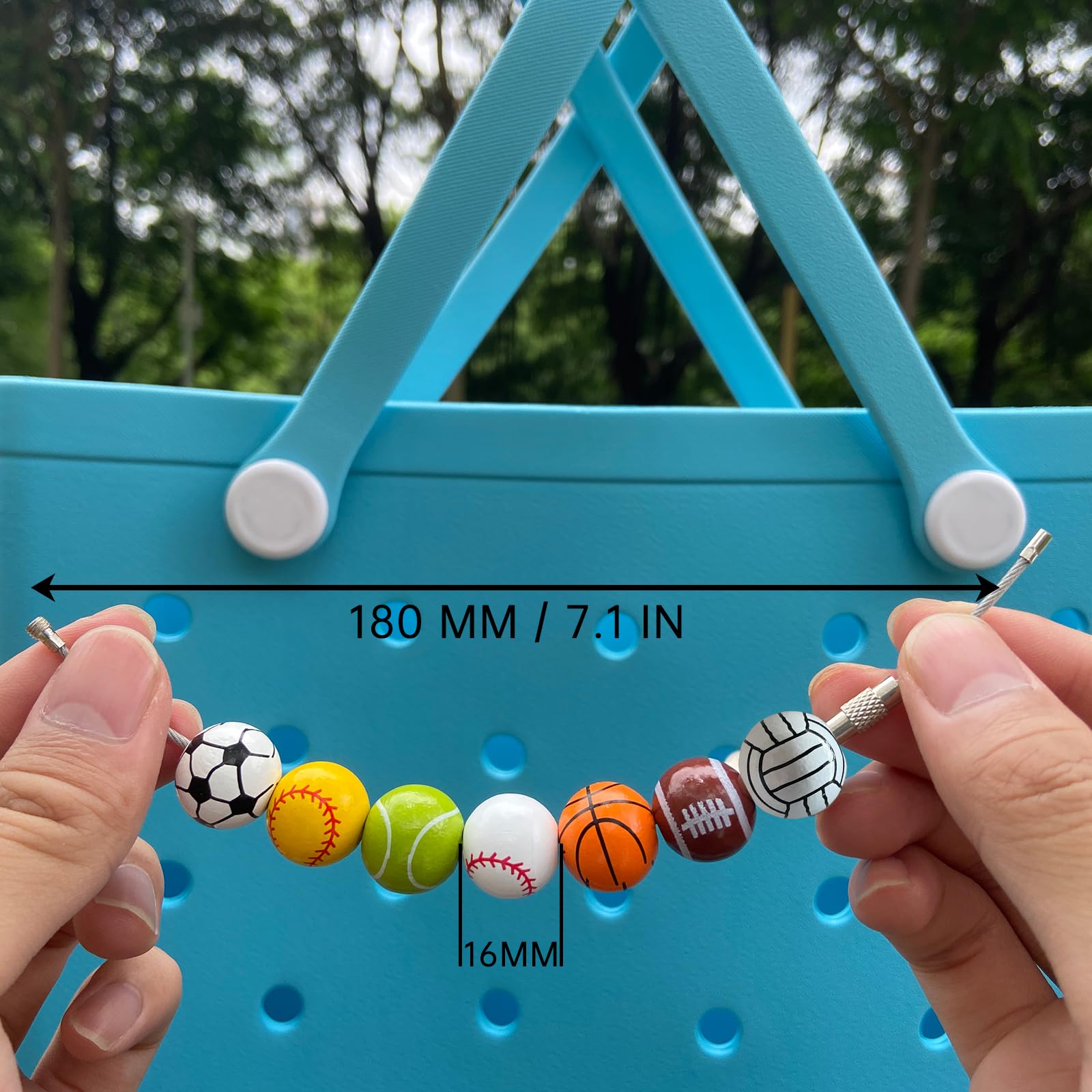 Stylish Wooden Beads & Sports Charms for Bogg Bags - Cute Bag Accessories for Simply Southern Totes & Beach Hole Handbags - Perfect for Beach Outings, Pool Parties & Summer Vacations