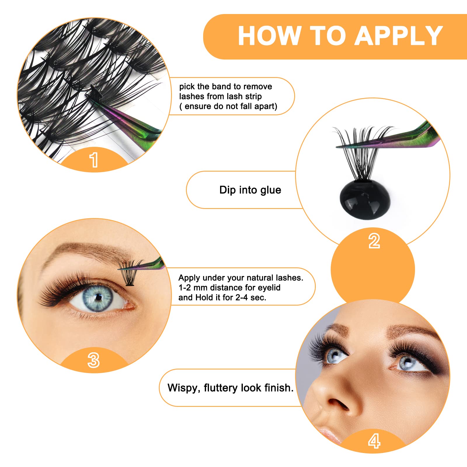 40D-0.07D-9-16MIX False Eyelash Clusters - 280 Pcs DIY Eyelash Extensions Kit for Home Use (20D 30D 40D Individual Lashes) - Perfect for Natural Look, Volume Lash Effects & Professional Salon Style at Home