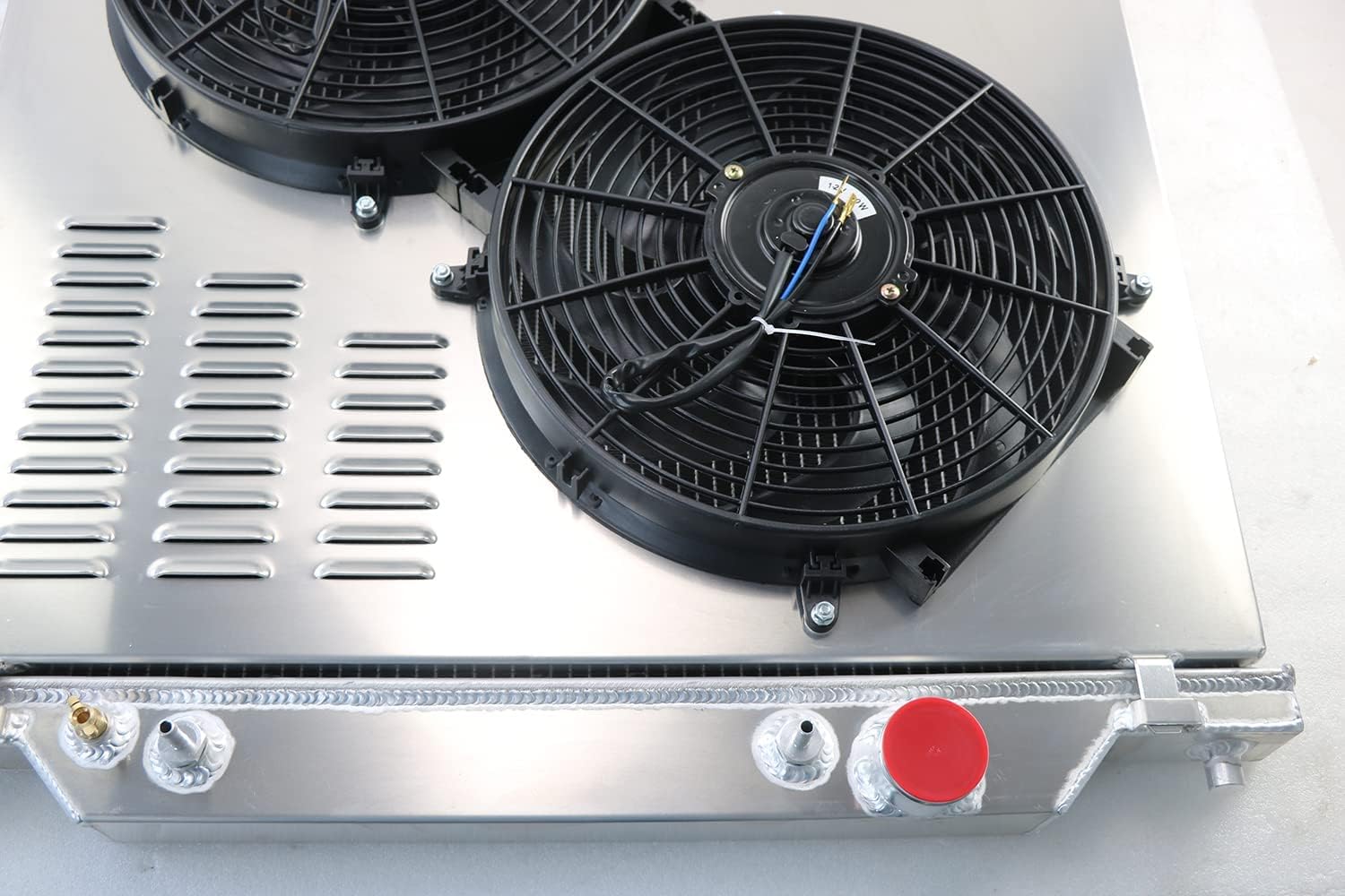 2003-2007 Ford F250 F350 F450 F550 Super Duty 6.0L Powerstroke Turbo Diesel Aluminum Radiator Kit - 2 Row with Electric Fan Shroud & Thermostat - Heavy Duty Cooling for Towing & Off-Road Performance