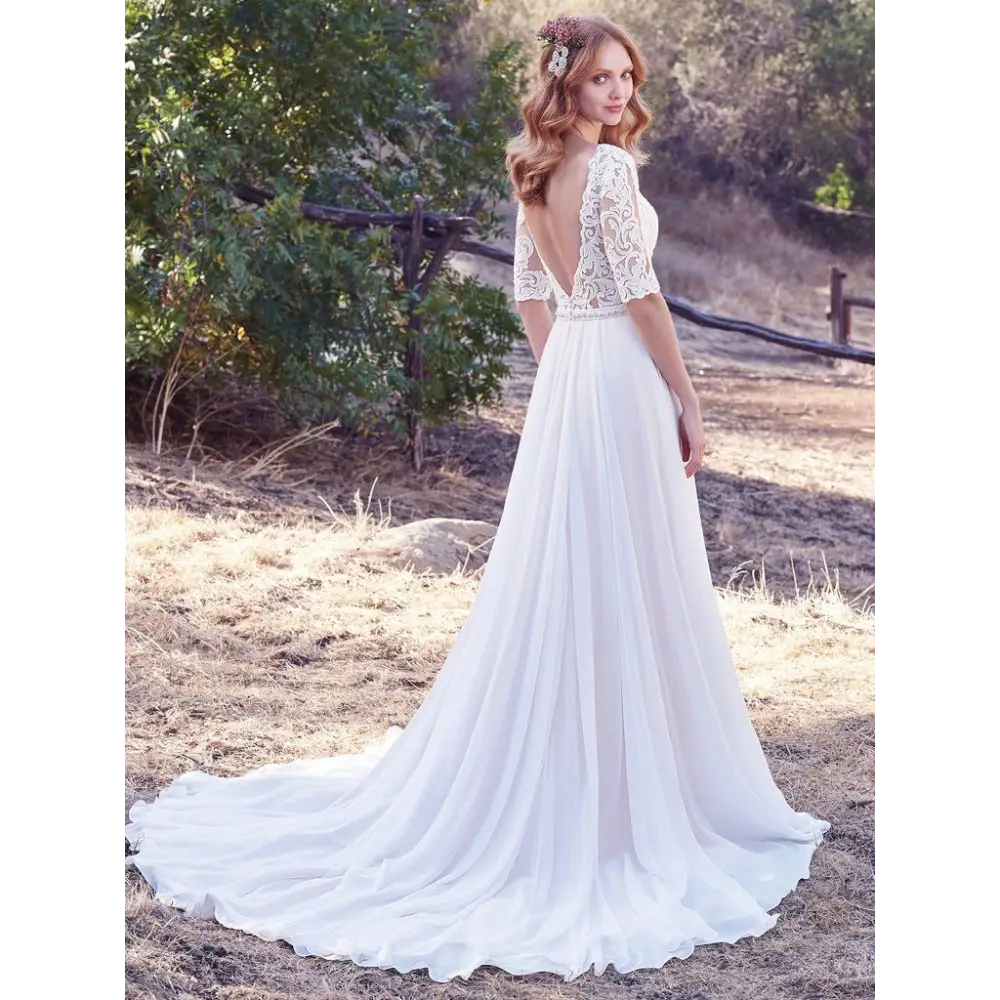 Darcy by Maggie Sottero Wedding Dress Sample Sale - Elegant Lace Bridal Gown for Church, Beach & Destination Weddings