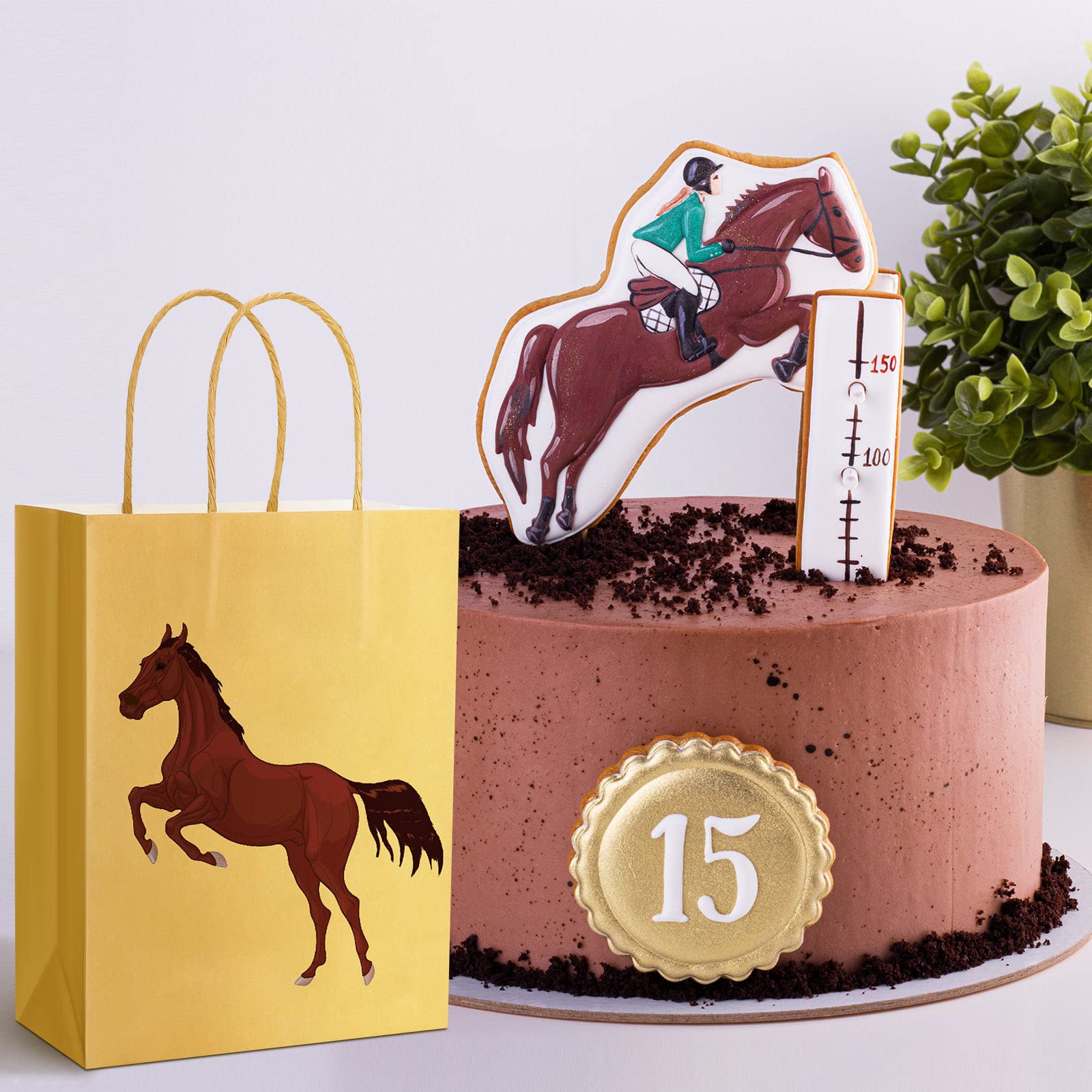 20 Pcs Horse Themed Party Favor Bags with Handles - Western Cowgirl Cowboy Birthday Party Supplies, Horse Racing Event Treat Bags for Candy & Goodies | Perfect for Birthday Parties, Baby Showers & Equestrian Events