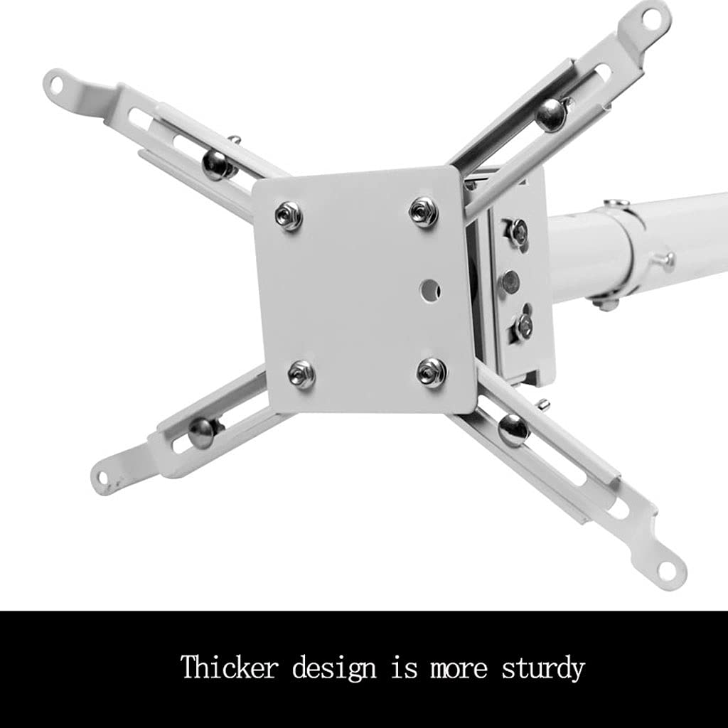 Universal Ceiling Projector Mount Bracket - Adjustable Height & Angle, 55.11lb Load Capacity - White | Perfect for Home Theater, Office Presentations & Classroom Projectors