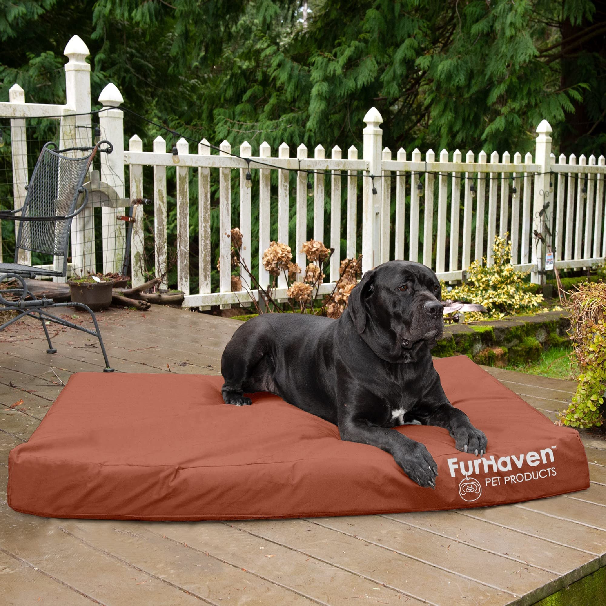 Furhaven Waterproof Memory Foam Dog Bed - Washable Cover for Large Dogs up to 125lbs, Indoor/Outdoor Use - Chestnut XXL