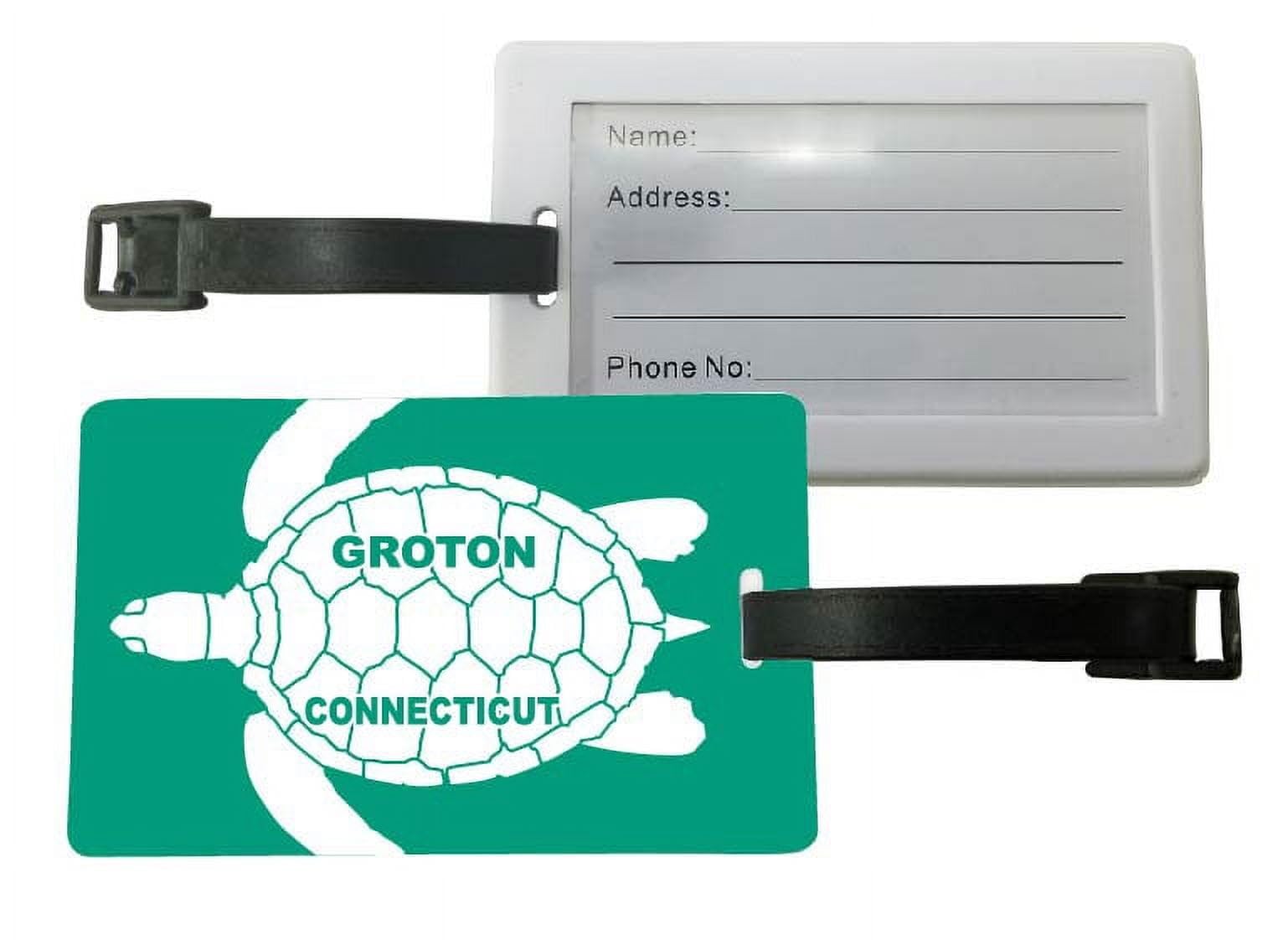Groton Connecticut Turtle Design Souvenir Travel Luggage Tag 2-Pack - Durable Personalized Bag Tags for Suitcases, Backpacks & Travel Accessories - Perfect for Vacation, Cruise & Airline Identification