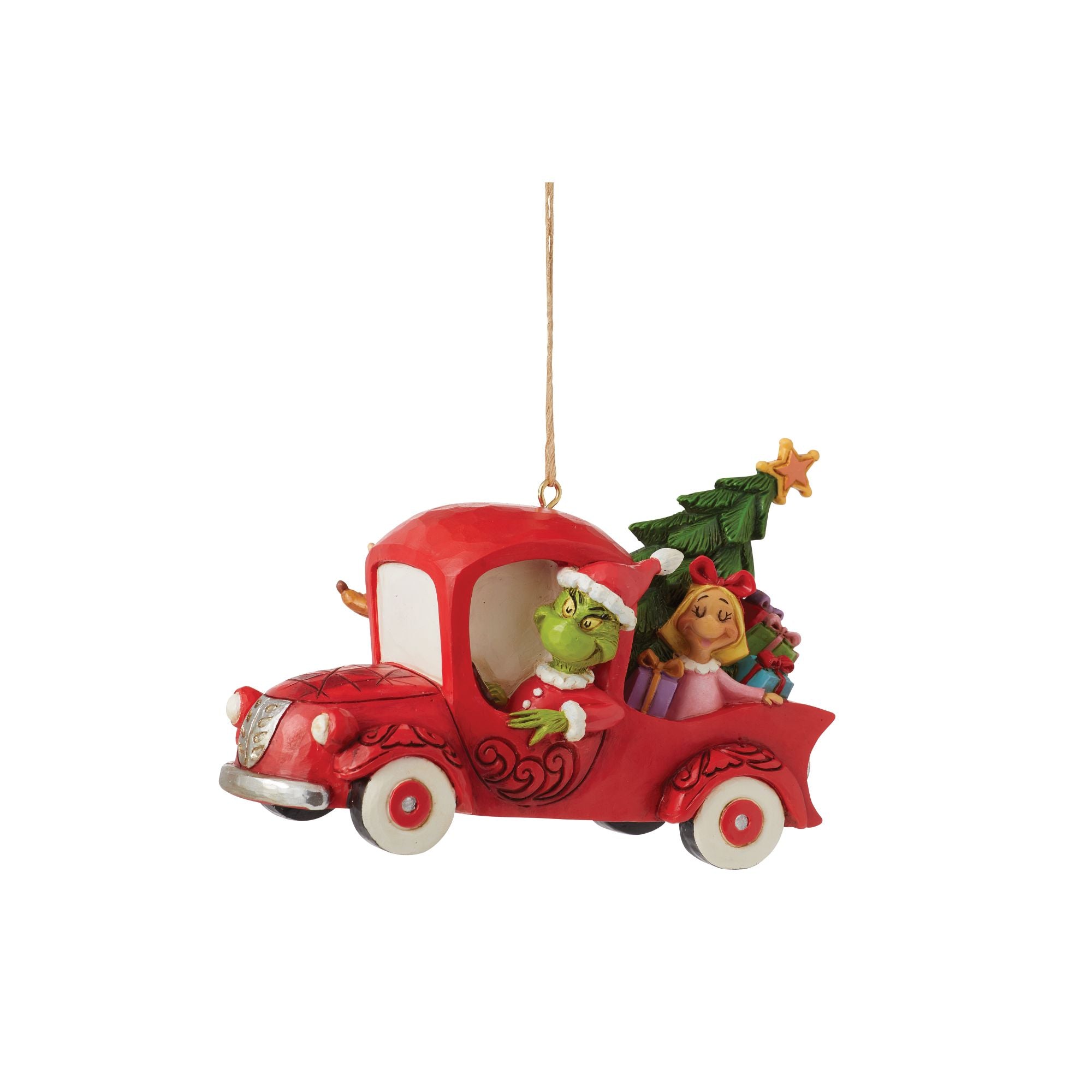 Christmas Grinch in Red Truck Ornament - Festive Holiday Decor for Tree, Home & Gifts