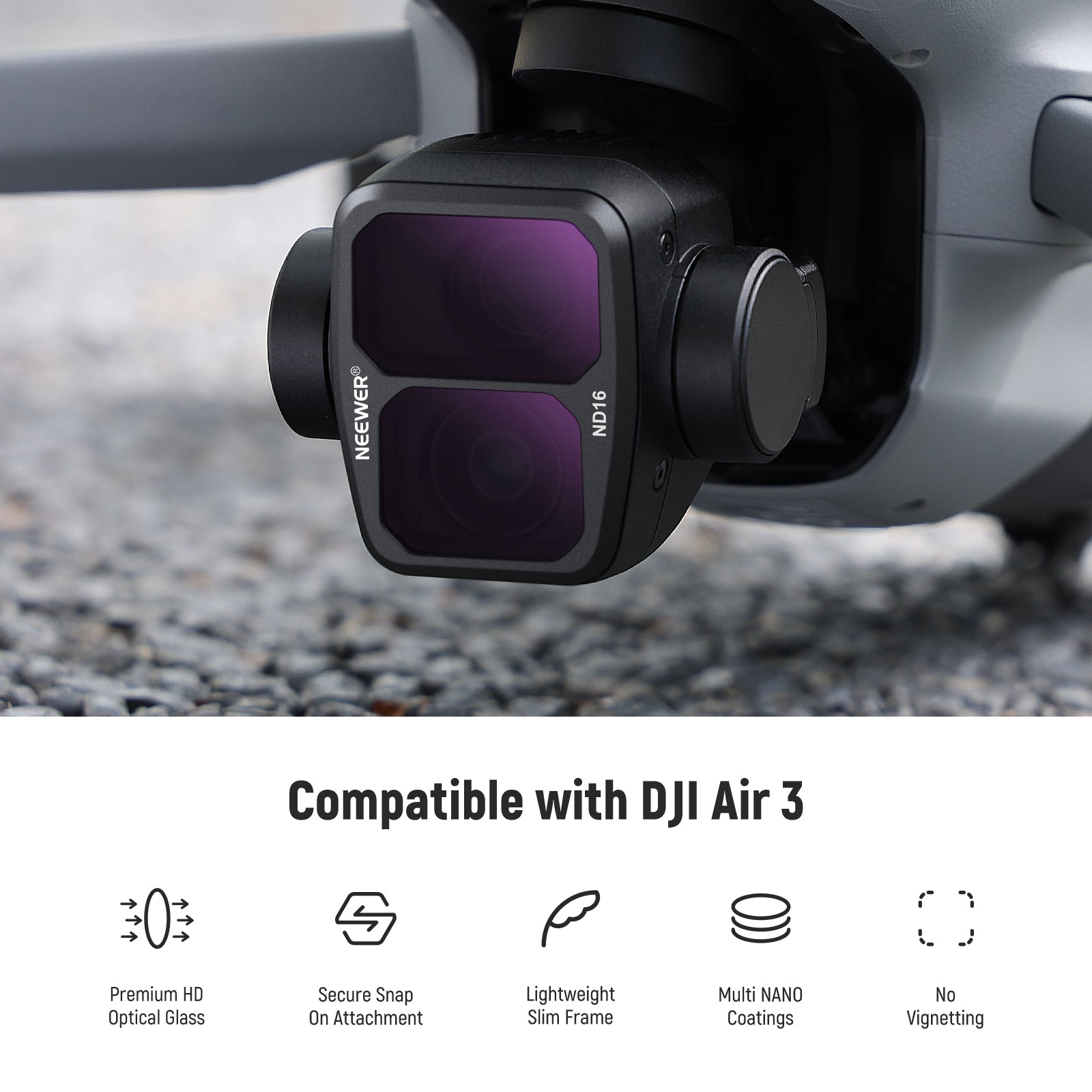 NEEWER FL A23 4-Pack ND & CPL Filter Kit for DJI Air 3 Drone - Enhance Aerial Photography with UV Protection & Reduced Glare for Stunning Landscape & Travel Videos