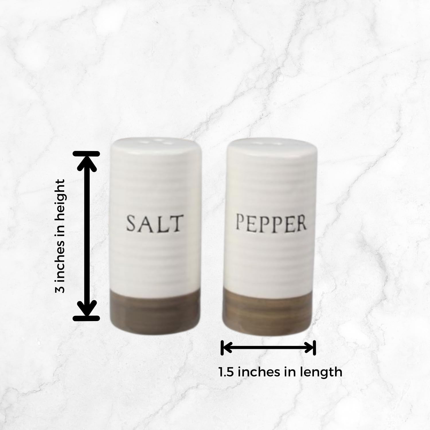 Young's Inc. Ceramic Salt and Pepper Shaker Set - Elegant Farmhouse Kitchen Table Decor - Perfect for Dining Room, Kitchen Counter, and Gift Giving