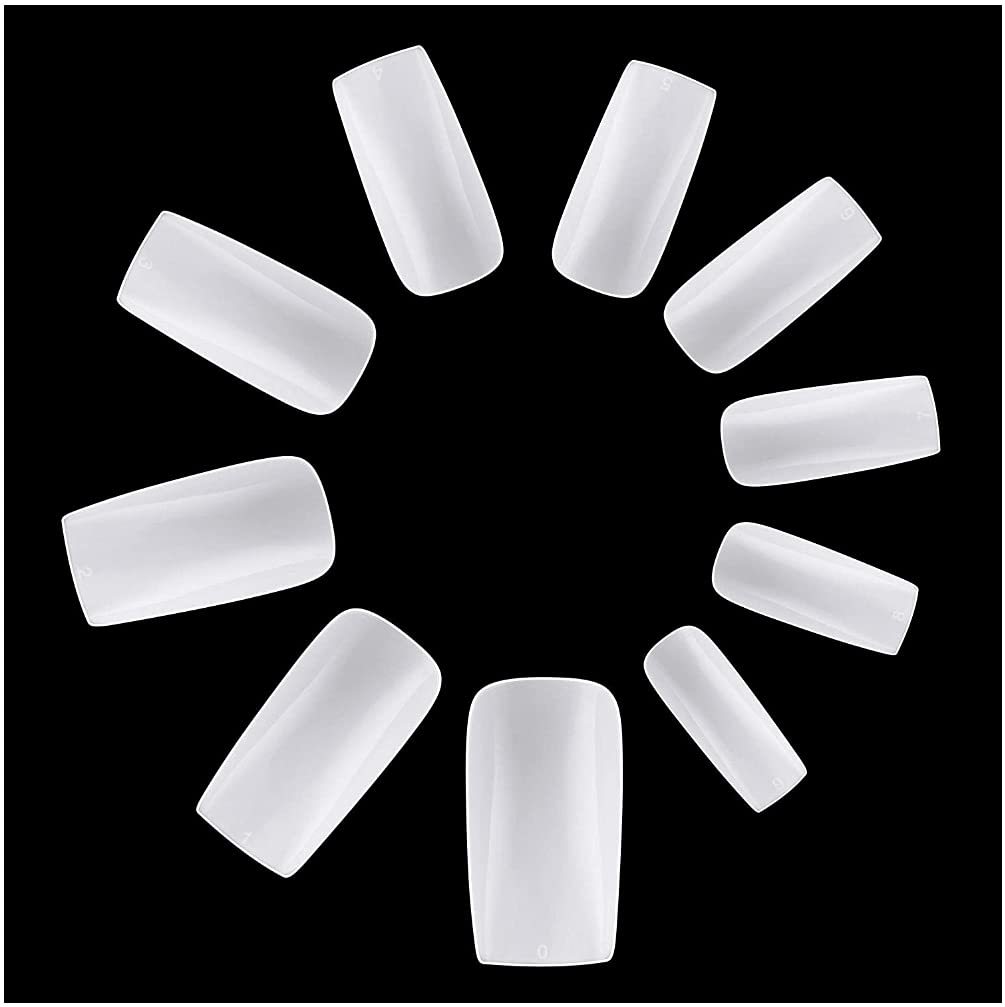 TopFinder® 100 Pcs White Square Acrylic Nail Tips - 10 Sizes Full Cover French Fake Nails with Storage Box for DIY Manicure & Nail Art (Natural) | Perfect for Home Salon, Party Glam, and Professional Nail Extensions