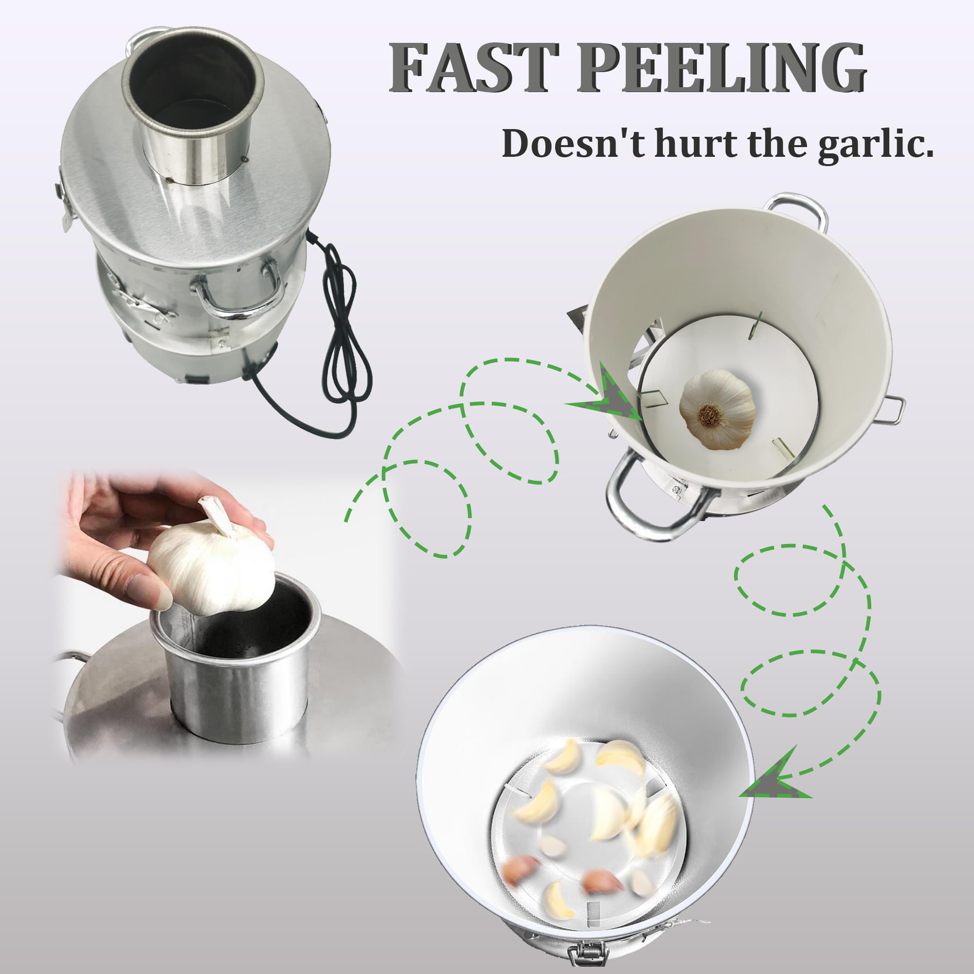 INTSUPERMAI Commercial Electric Garlic Peeler Machine - 110V Stainless Steel Garlic Peeling & Separator - High Capacity 77lbs/h for Restaurants, Kitchens & Food Processing - Perfect for Bulk Garlic Peeling in Catering, Grocery Stores & Home Use