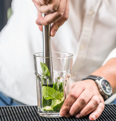 Premium Stainless Steel Cocktail Muddler - Bar Tool for Mixing Mojitos, Old Fashioned & Craft Cocktails - Perfect for Home Bars & Professional Bartenders