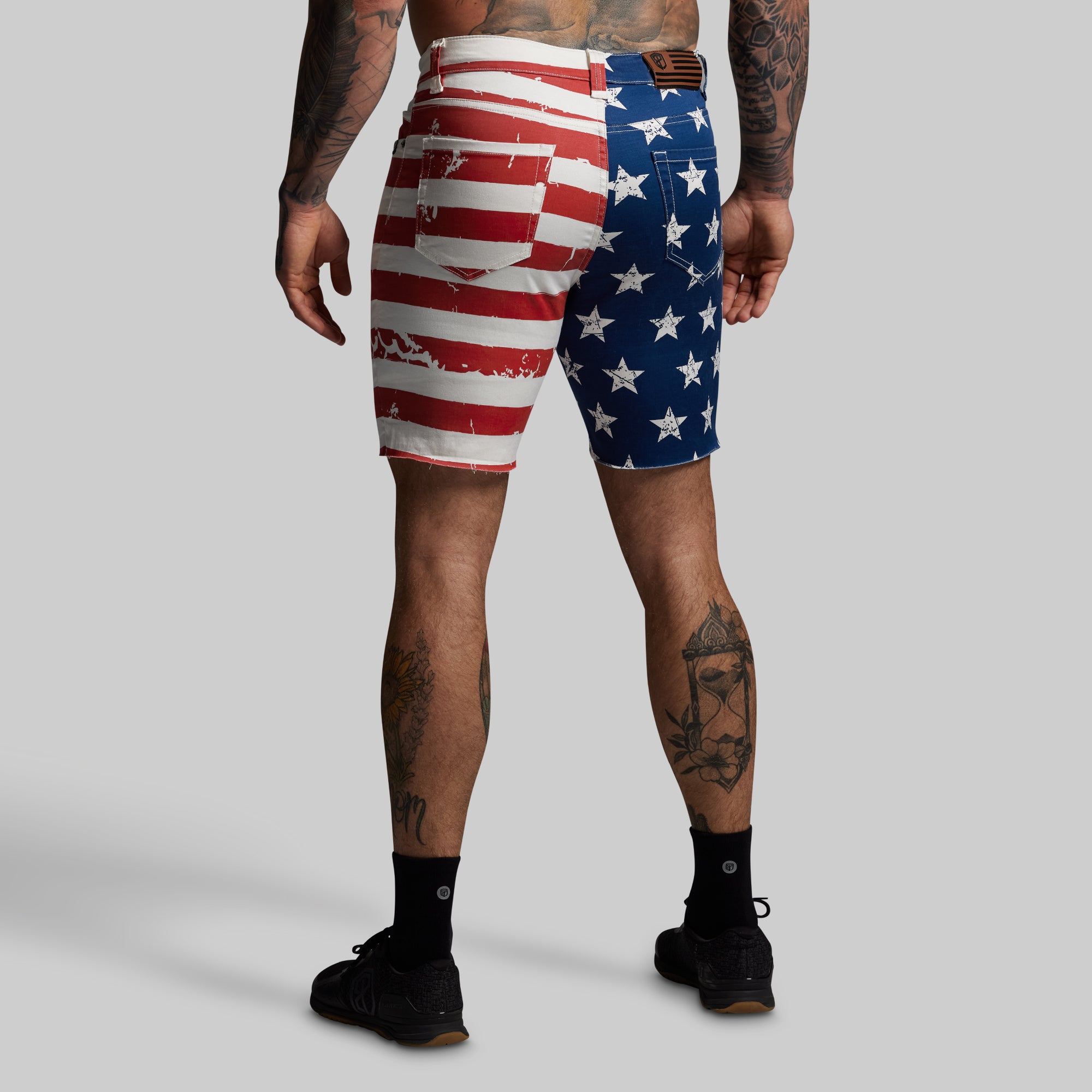 FLEX Stretchy Jorts Denim Shorts - American Flag Design | Comfortable & Stylish for Casual Wear, Summer Outfits, and Patriotic Events