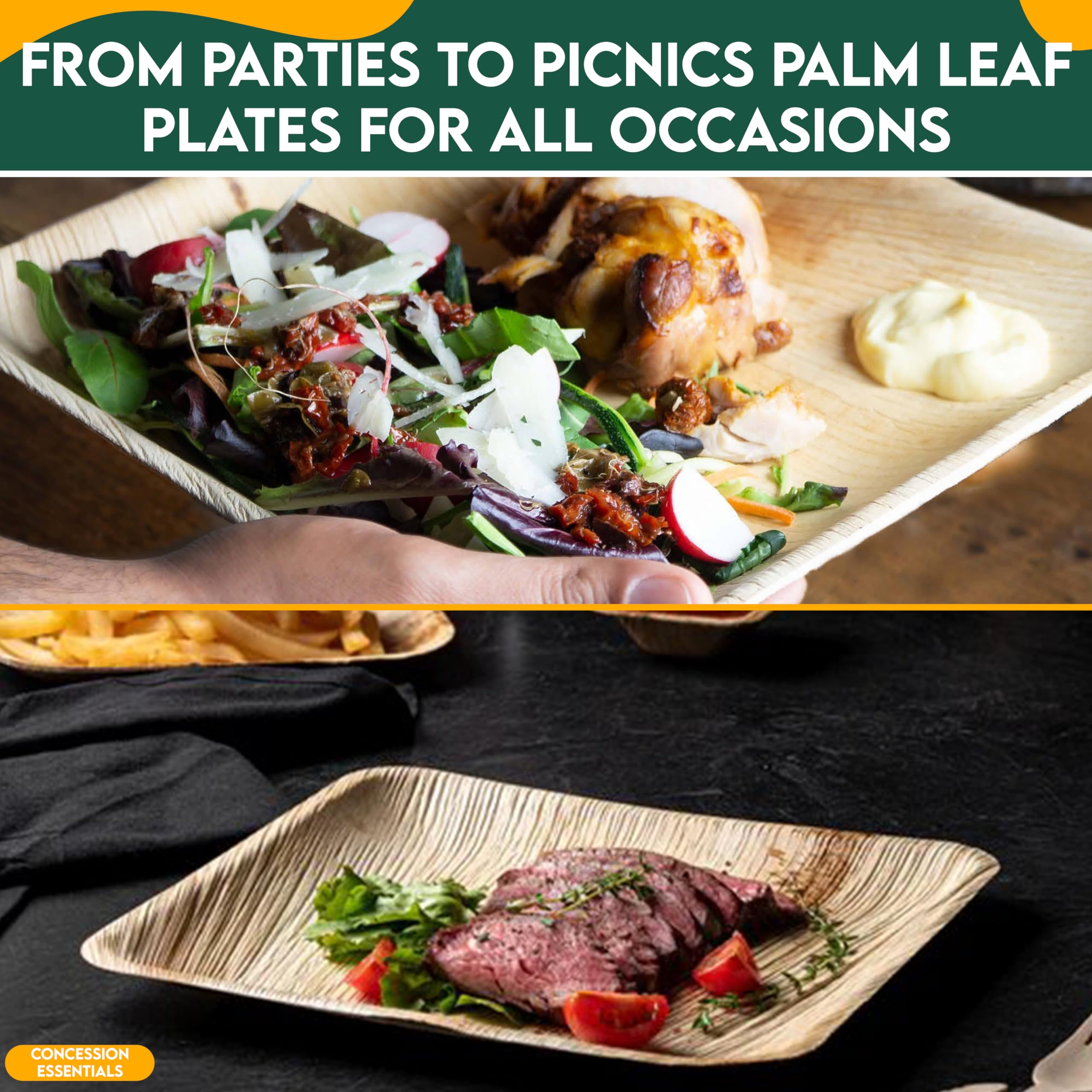 Eco-Friendly Palm Leaf Plates 25-Pack - Biodegradable & Compostable Disposable Dinnerware, 6