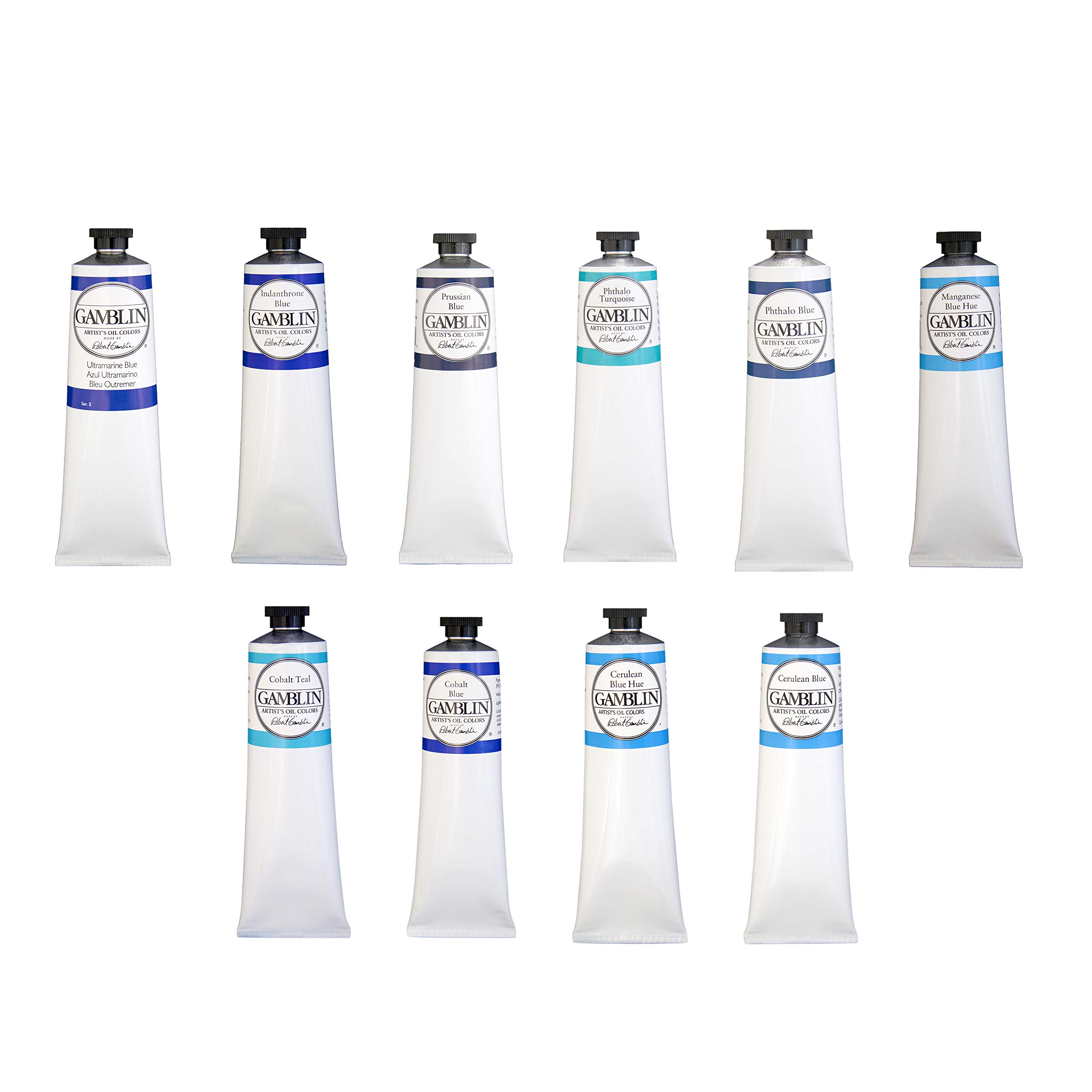 Gamblin Professional Artist Oil Paint Set - Blue Collection (37ml Tubes) | Premium Oil Paints for Studio & Outdoor Painting | Perfect for Canvas, Portrait & Landscape Art