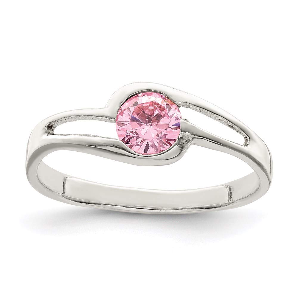 925 Sterling Silver Pink Round Bezel Cubic Zirconia Ring for Women - Elegant Fine Jewelry Gift for Her, Perfect for Anniversaries, Birthdays & Special Occasions