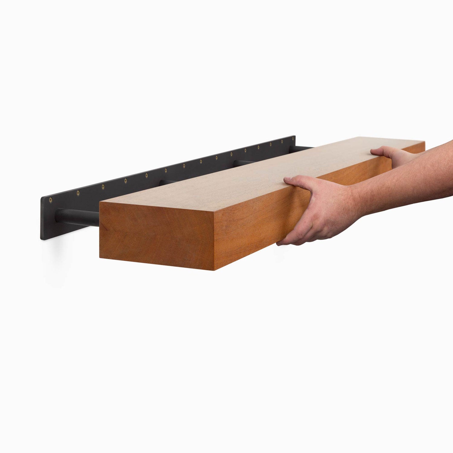 Glenn Mahogany Floating Mantel Shelf - Solid Wood Fireplace Mantel for Home Decor, Living Room & Bedroom - Perfect for Displaying Photos, Candles & Decorations