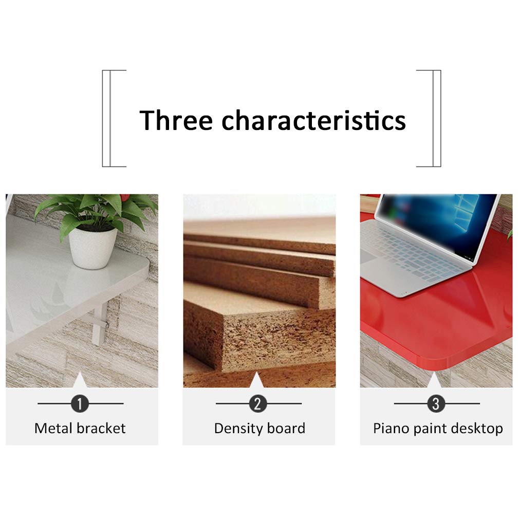 Wall Mounted Folding Table - Space Saving Multi-Purpose Desk for Home & Office (120x60cm/47x24in) | Perfect as Computer Workstation, Kids Study Desk, Kitchen Counter, Laundry Table & More | Durable 32 Size Options for Bedroom, Garage & Restaurant Use
