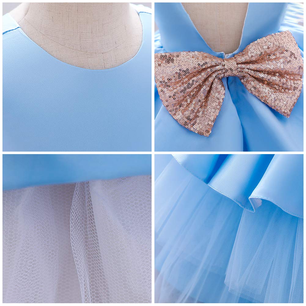 IBTOM CASTLE Embroidered Sequins Bowknot Flower Girls Tutu Princess Backless Dress - Elegant Baptism & Wedding Party Gown for Toddlers (Perfect for Flower Girl, Christening, Pageant & Special Occasions)