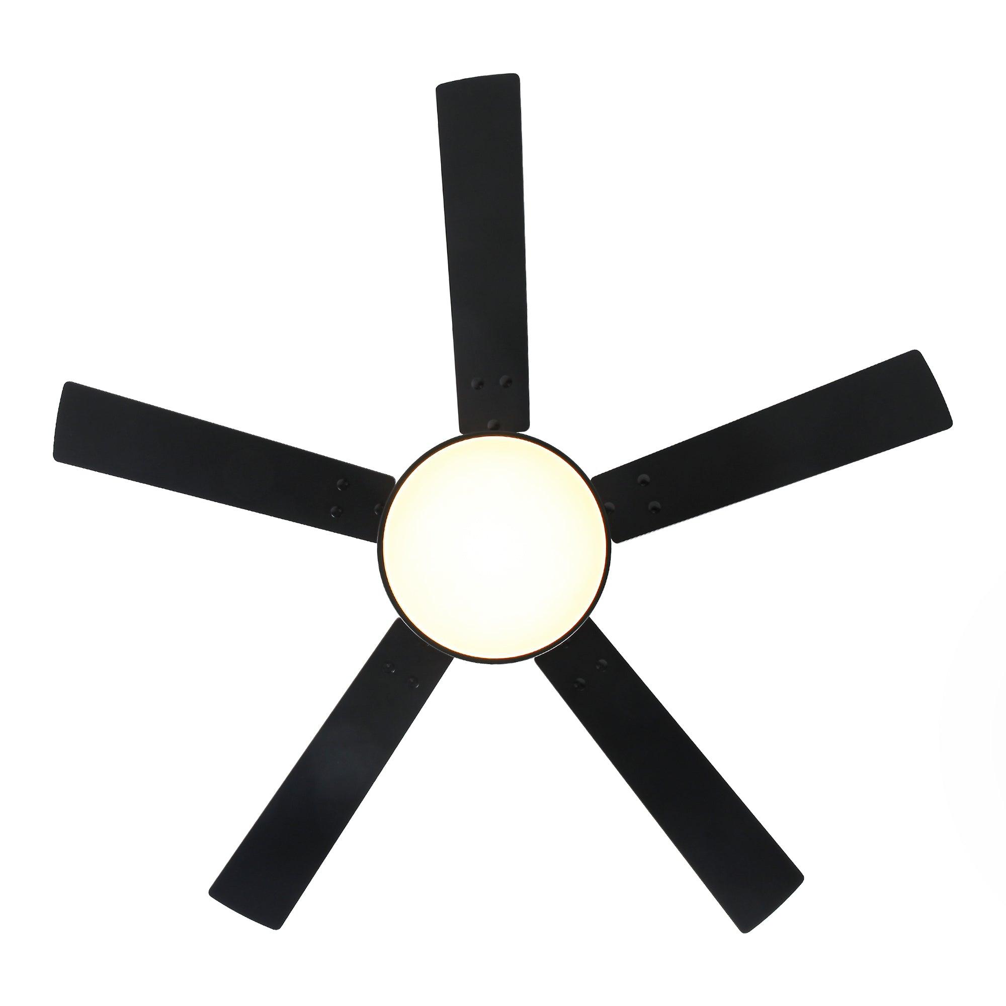 Vaczon 52 Inch 5-Blade Modern Ceiling Fan with LED Light, Remote Control & DC Motor - Energy Efficient Cooling for Living Room, Bedroom & Patio