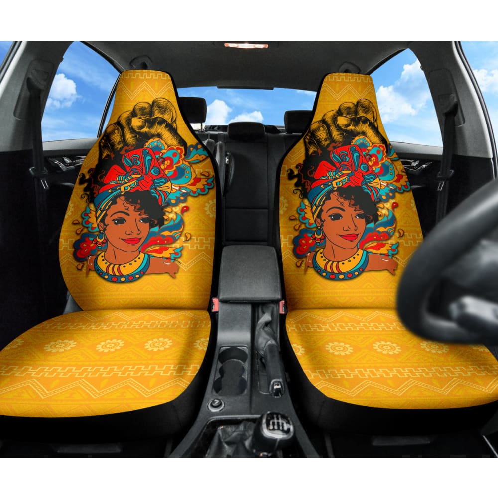 Premium African Print Car Seat Covers for Women - Black Power Design 210901 | Unique Gift for African American Women, Perfect for Cars, SUVs & Road Trips
