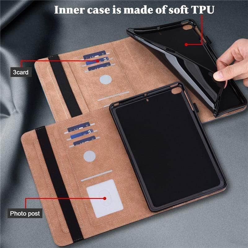 iPad 9 Luxury PU Leather Wallet Stand Case with Card Slots & Kickstand - Perfect for Work, Travel & Everyday Use