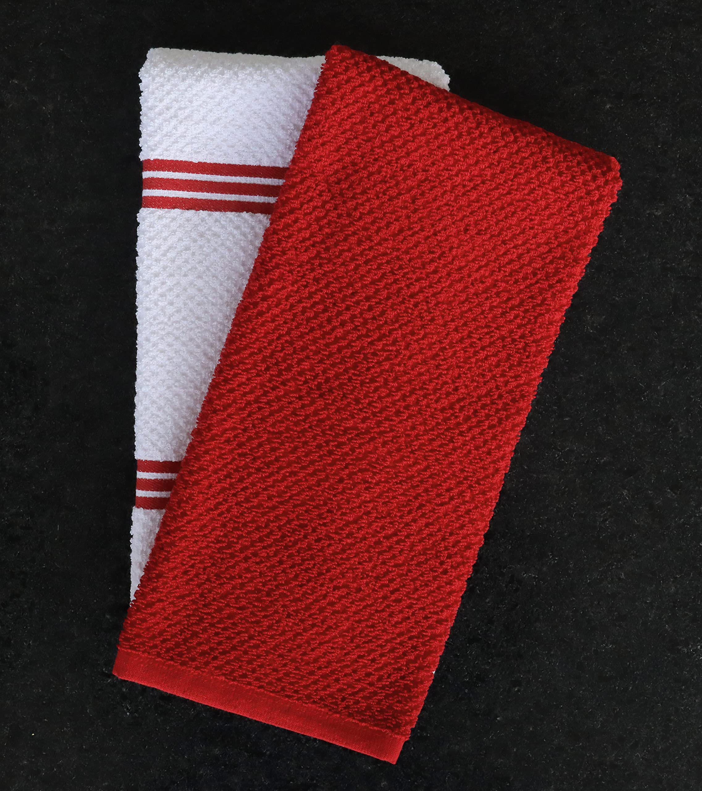 AMOUR INFINI Premium Cotton Kitchen Towels Set of 4 - Super Absorbent & Quick Drying Dish Towels with Hanging Loop (16x28 Inches) - Rust Color - Perfect for Hand Drying, Dish Washing & Tea Time