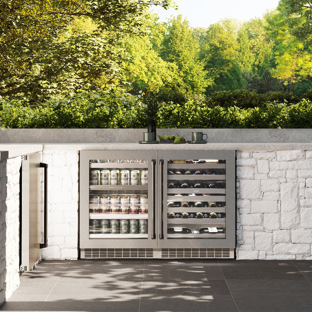 ZLINE Autograph Edition 24 Inch Dual Zone 44 Bottle Wine Cooler Refrigerator - Stainless Steel Glass Door & Matte Black Handle - Perfect for Home Bars, Wine Cellars, and Entertaining Spaces (RWDOZ SN 24 MB)