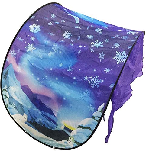 Kids Bed Tent for Twin Size Beds - Pop Up Privacy Canopy for Boys & Girls Reading & Play - Unisex Children's Sleeping & Study Space with Storage Bag - Perfect for Winter Wonderland Bedrooms & Cozy Indoor Camping Adventures