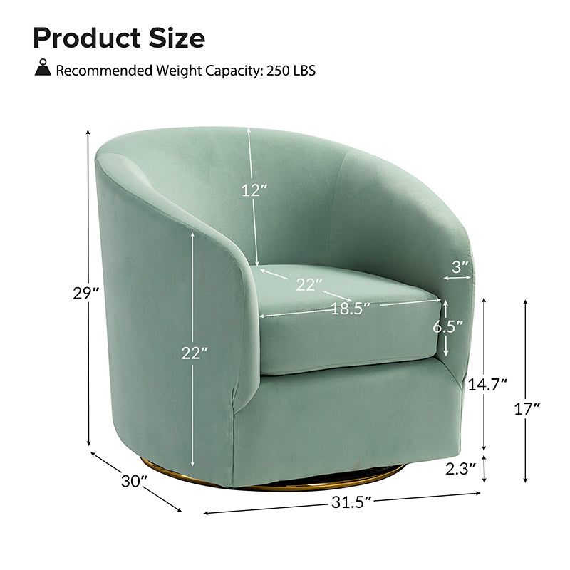 Emanuela Velvet Swivel Barrel Armchair - Modern Accent Chair for Living Room, Bedroom & Office - 360° Rotating Comfortable Lounge Chair with Soft Upholstery - Perfect for Reading, Relaxing & Home Decor