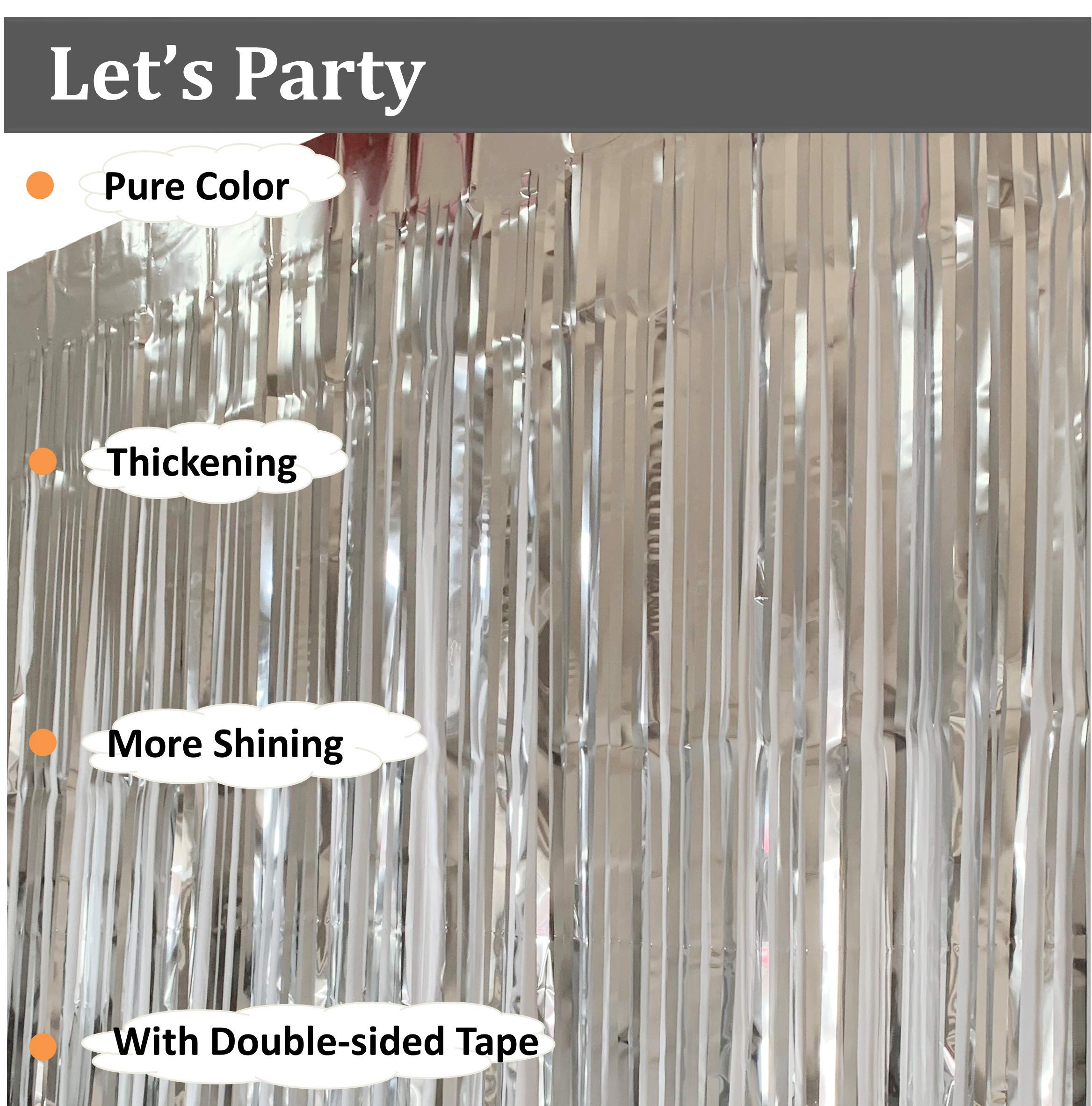 3 Pack Silver Tinsel Foil Fringe Curtains - Party Decorations for New Year, Birthday, Wedding, Baby Shower & Holiday Celebrations - Perfect as Backdrop, Photo Booth, Wall Decor or Streamers