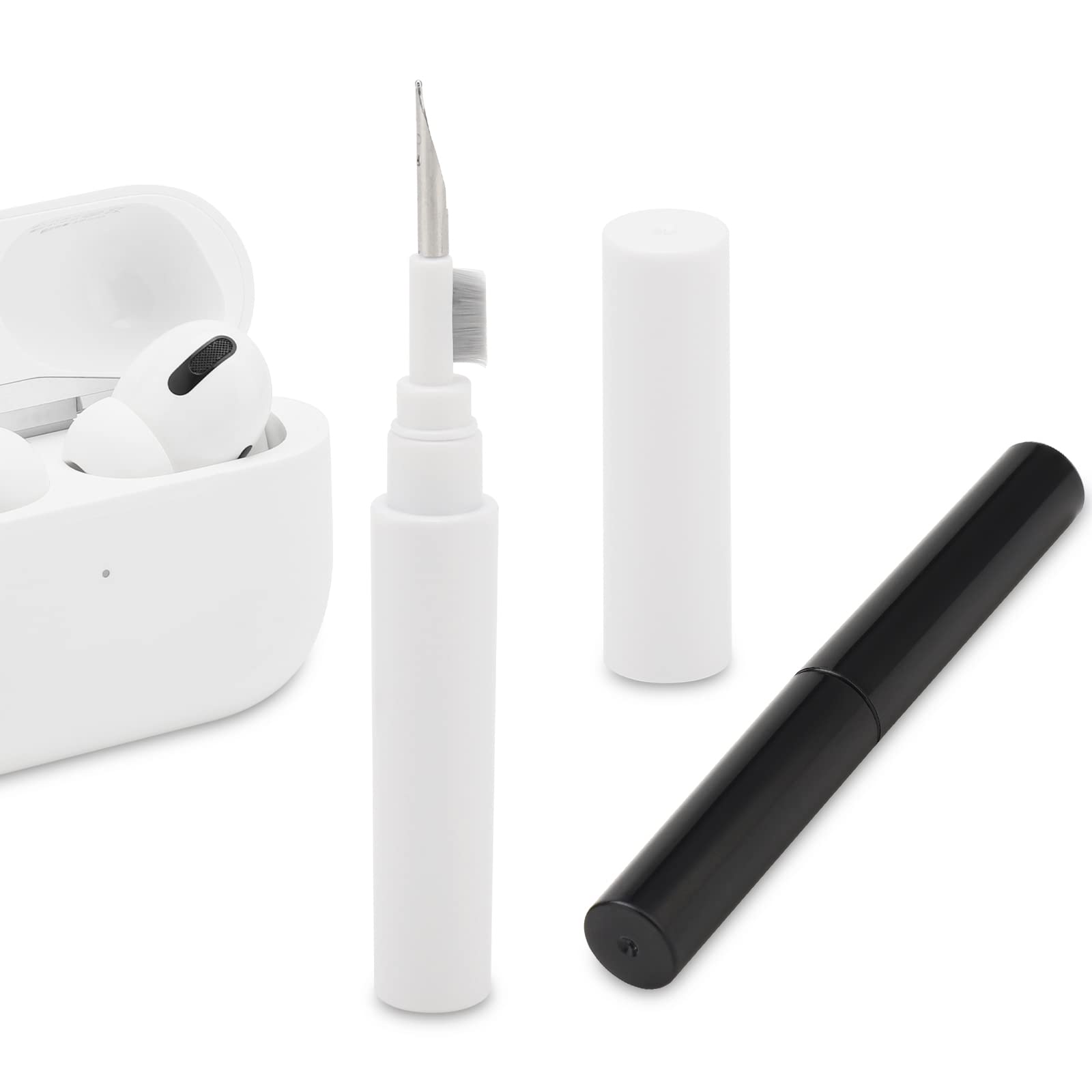 Kitchnacc AirPods Cleaner Kit - Soft Brush Cleaning Tool for Apple AirPods, Lego, Huawei, Samsung, MI Earbuds (2 Pack Black & White) - Perfect for Wireless Earbud Maintenance & Headphone Hygiene