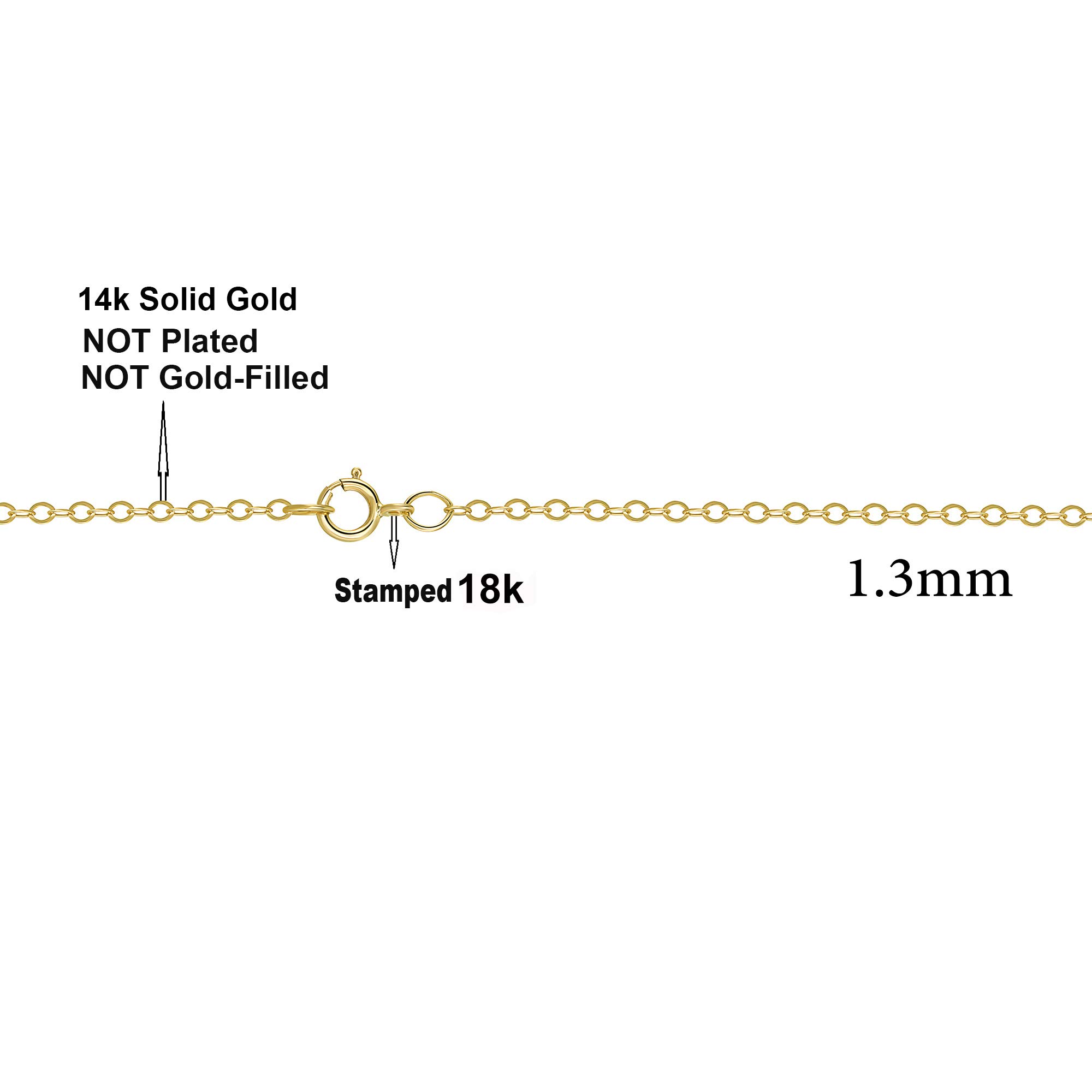 18K Solid Yellow Gold Round Cable Chain Necklace - Dainty Minimalist Jewelry Gift for Women - 16