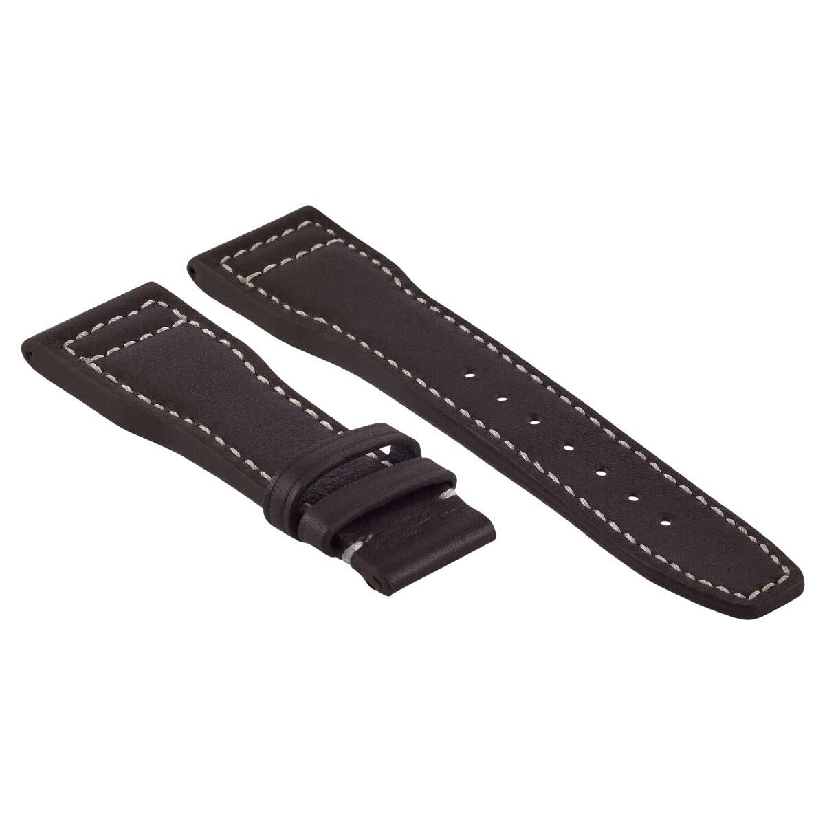 20mm Genuine Calf Leather Watch Band - Brown Replacement Strap Compatible with IWC Pilot Watches & Deployment Clasp | Durable & Comfortable for Daily Wear, Business Meetings & Casual Outfits