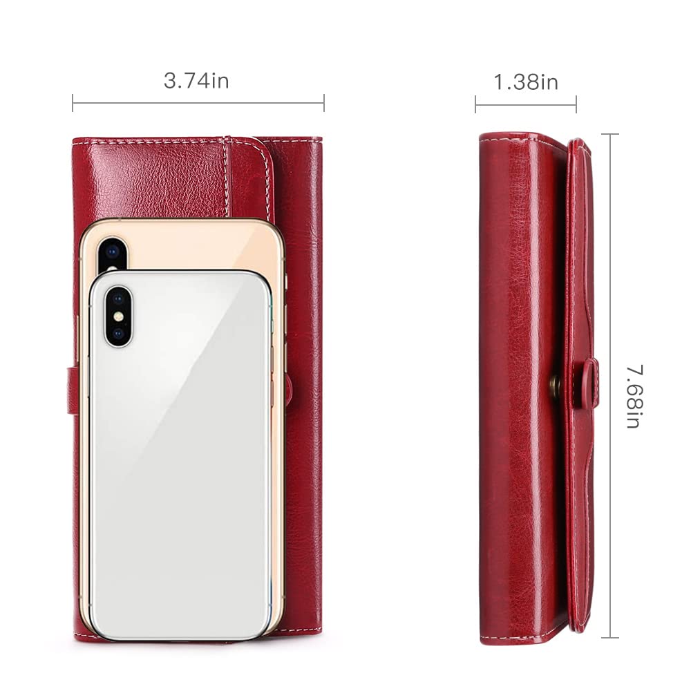 SENDEFN Genuine Leather Wallets for Women - RFID Blocking Bifold Wallet with Multiple Card Slots & Zipper Pocket - Stylish Ladies Purse for Everyday Use, Travel, and Gift Giving