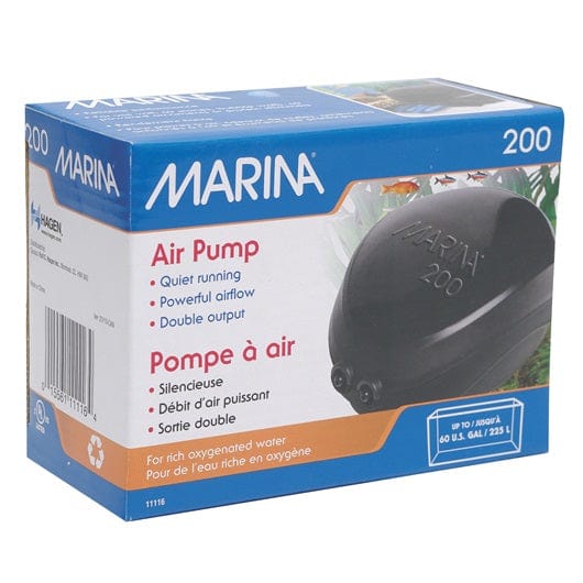 Marina A200 Aquarium Air Pump - 60 Gallon High Output for Fish Tanks, Ponds & Hydroponics | Quiet Oxygen Pump for Healthy Aquatic Life