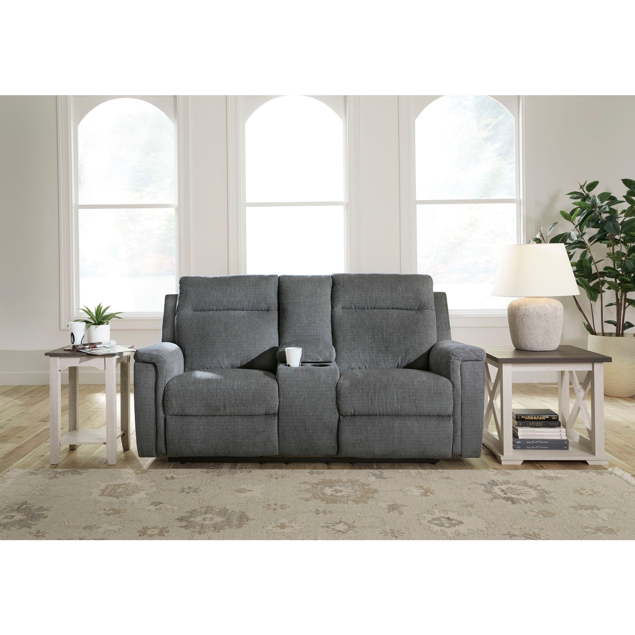 Barnsana Power Reclining Loveseat with Console - Modern Electric Recliner Sofa for Living Room, Home Theater & Family Room - Comfortable Dual Motor Couches with USB Charging & Cup Holders