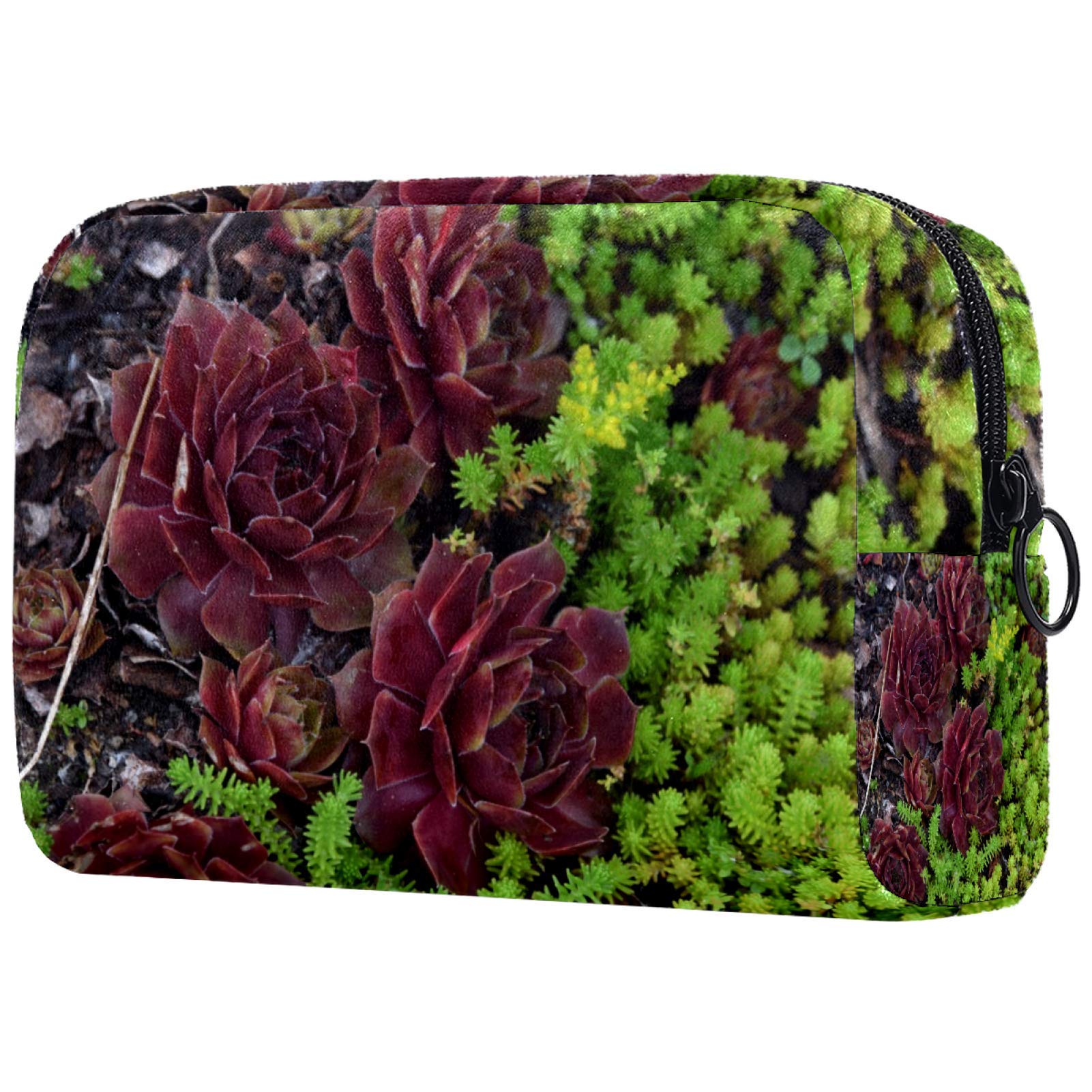 Stylish Waterproof Cosmetic Bag for Women - Large Roomy Makeup Organizer with Succulent Design - Perfect for Travel, Gym & Daily Essentials Storage