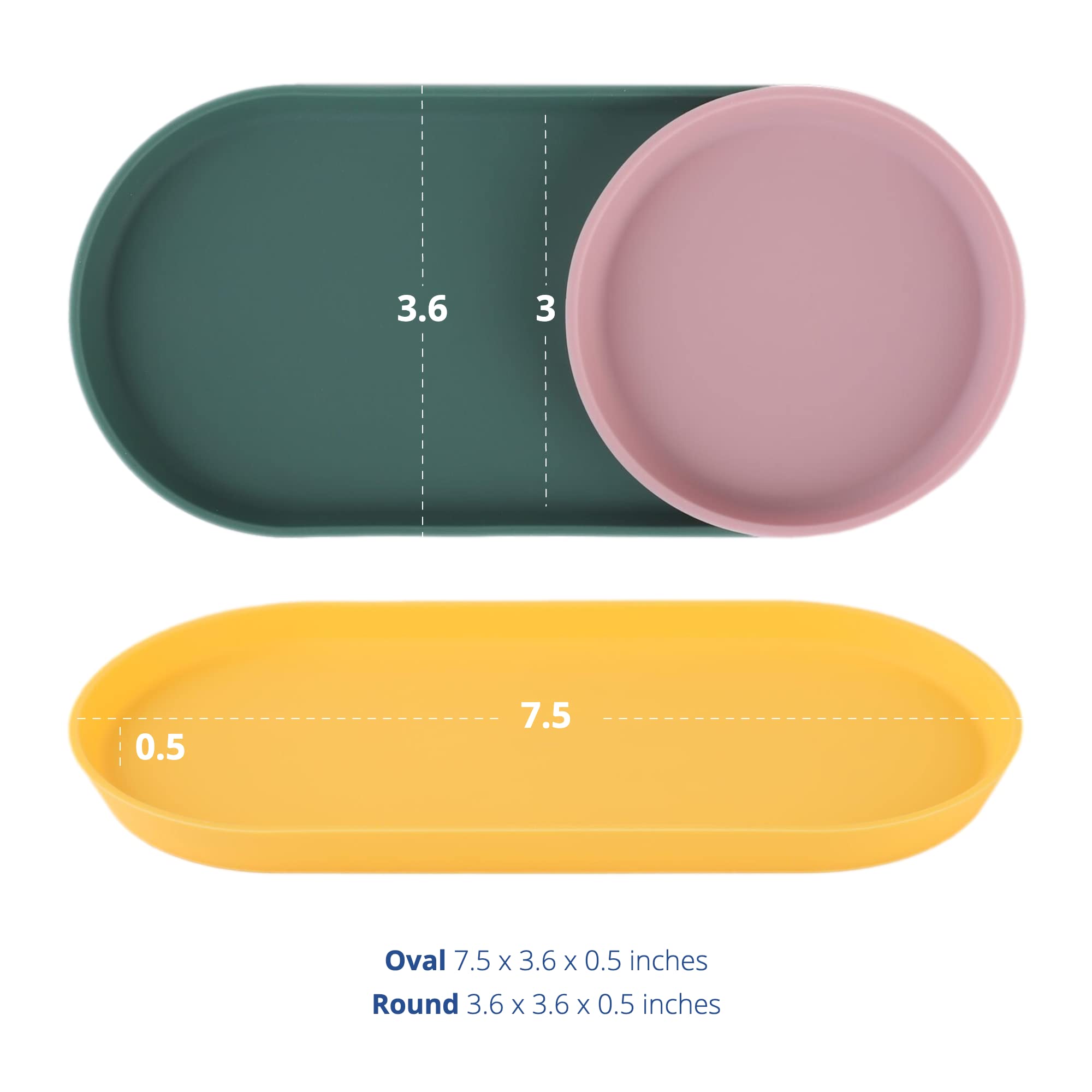 Blue Ginkgo Mini Silicone Trays Set of 6 - Non-Slip Bathroom Organizer, Kitchen Countertop Storage, Desk & Vanity Tray for Jewelry, Makeup, Cosmetics - Easy Clean, Stackable (Green, Yellow, Pink) - Perfect for Small Item Organization in Home & Office
