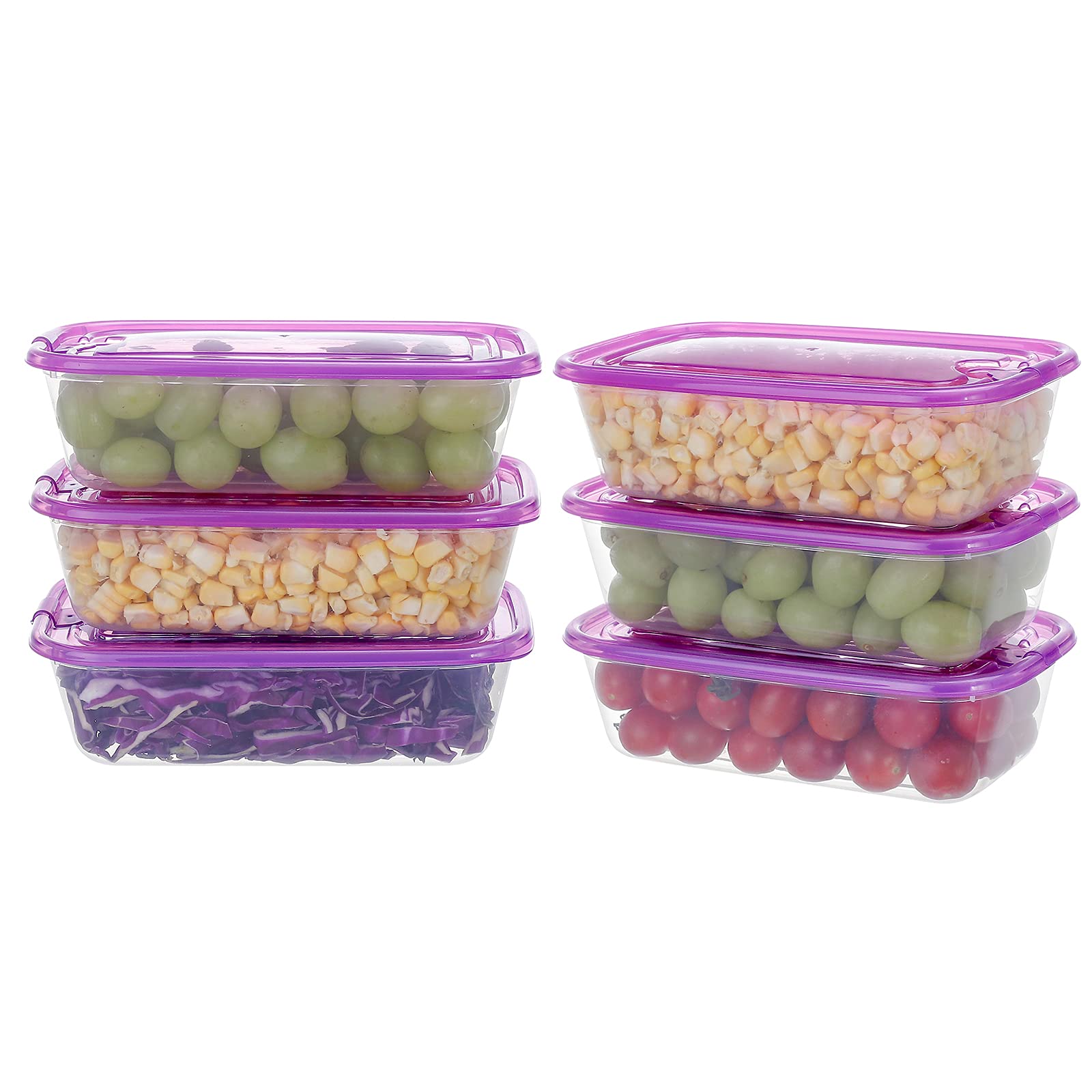 KIGI 6-Pack 20oz Airtight Plastic Food Storage Containers with Lids - BPA-Free Rectangle Meal Prep Containers for Kitchen, Microwave, Freezer & Dishwasher Safe - Perfect for Meal Prepping, Leftovers & Food Organization