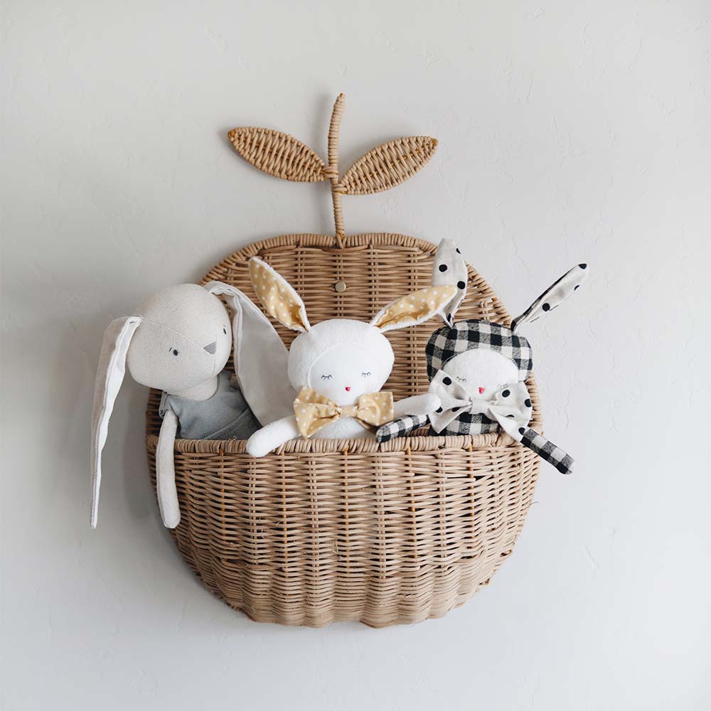 Apple Wall Basket - Hanging Fruit & Vegetable Storage Organizer for Kitchen, Pantry, or Bathroom - Rustic Home Decor & Space Saving Solution