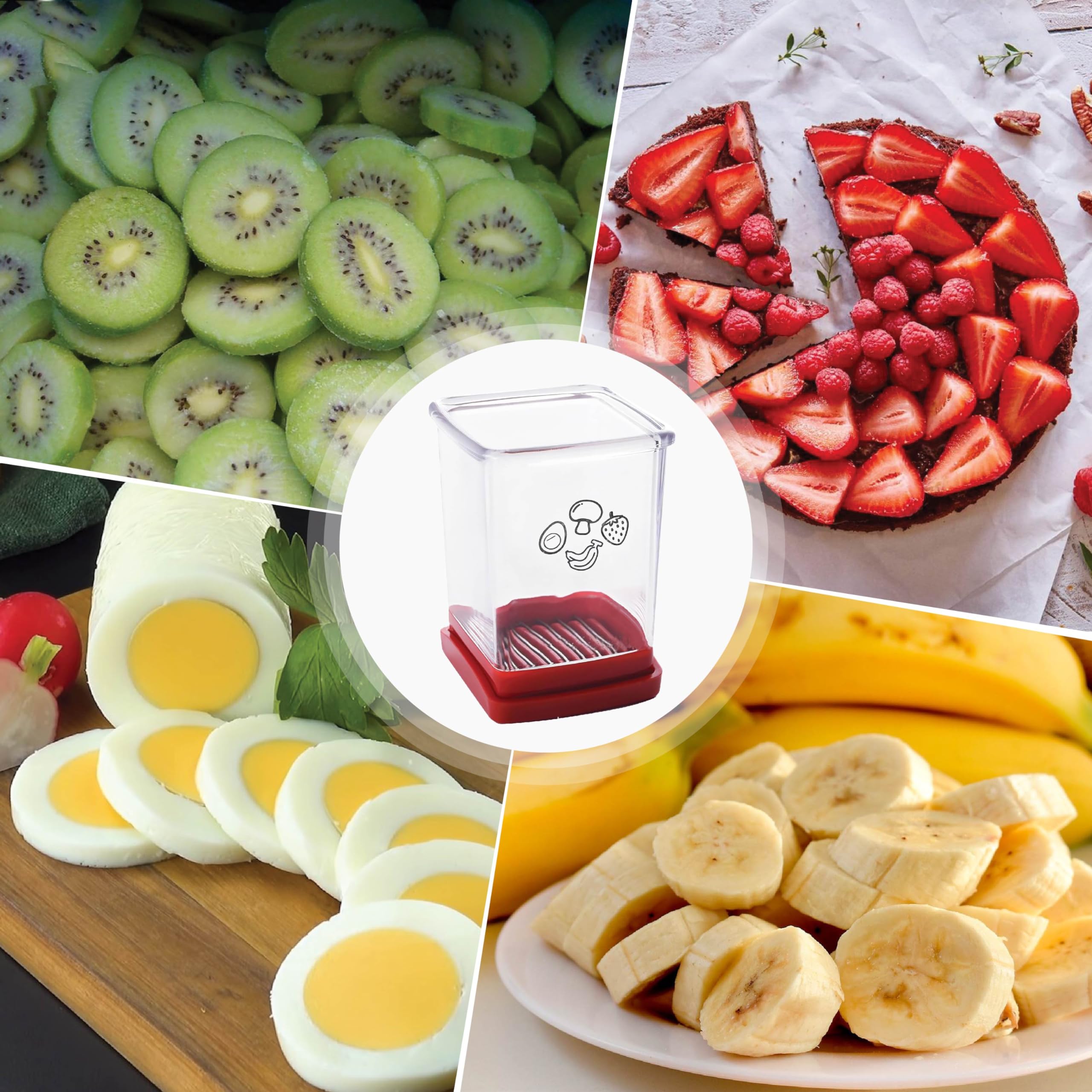 Premium Stainless Steel Cup Slicer - 2 Pack Fruit & Vegetable Cutter for Strawberries, Bananas, Eggs | Quick Salad Prep Tool for Kitchen, Party Platters & Healthy Snacks