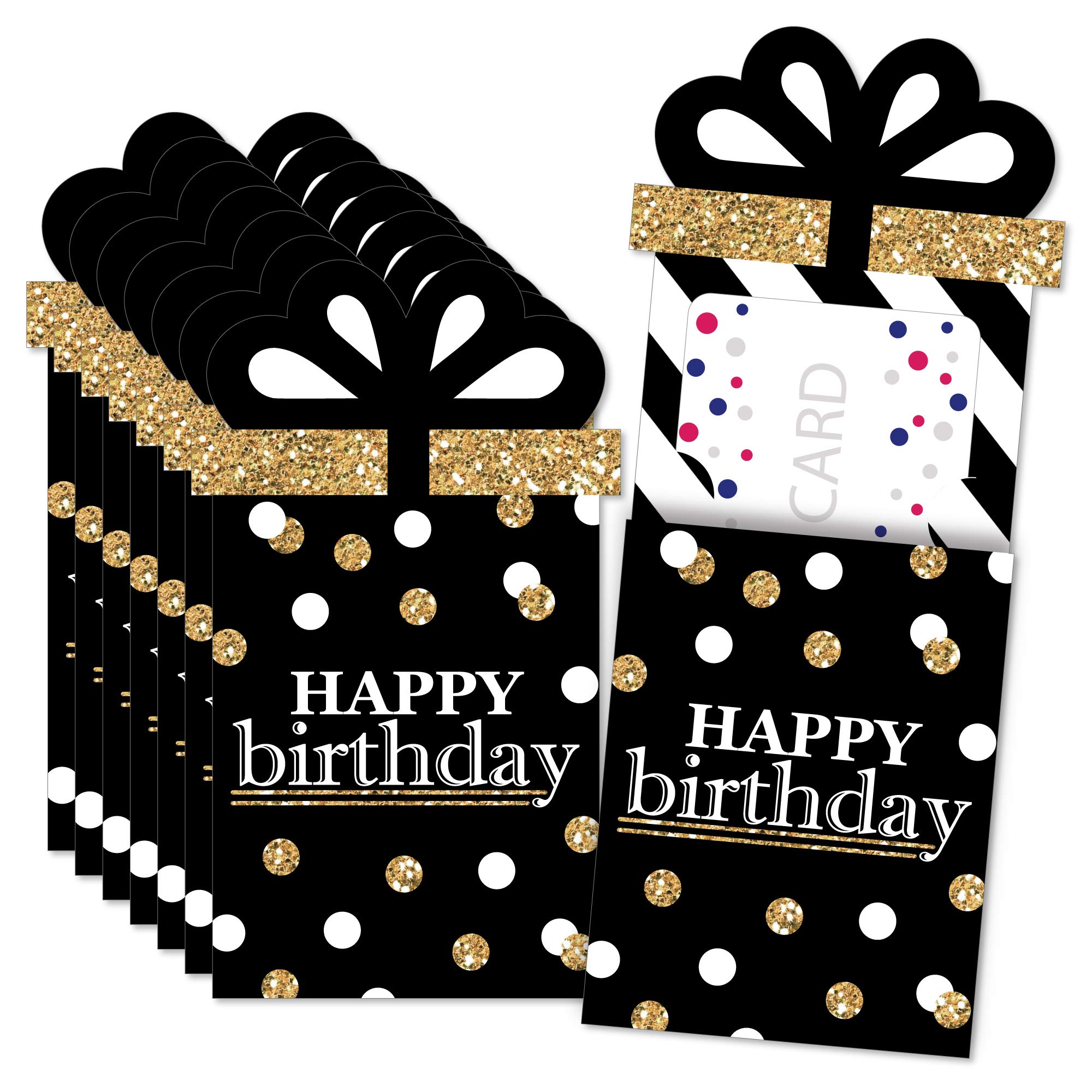 Gold Birthday Party Money & Gift Card Holders - Set of 8 Elegant Sleeves for Adult Celebrations - Perfect for Cash Gifts, Gift Cards & Party Favors