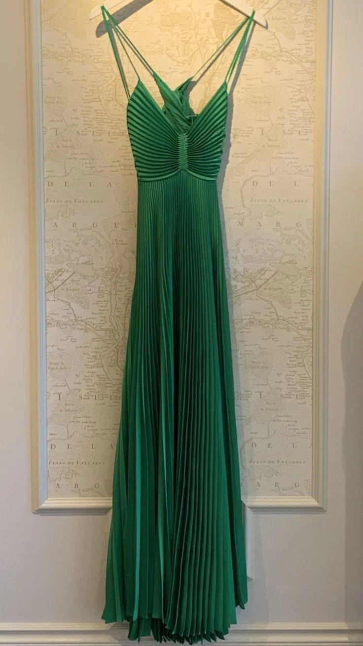 Elegant Green A-Line Pleated Long Prom Dress J2657 - Perfect for Homecoming, Formal Dances & Special Occasions